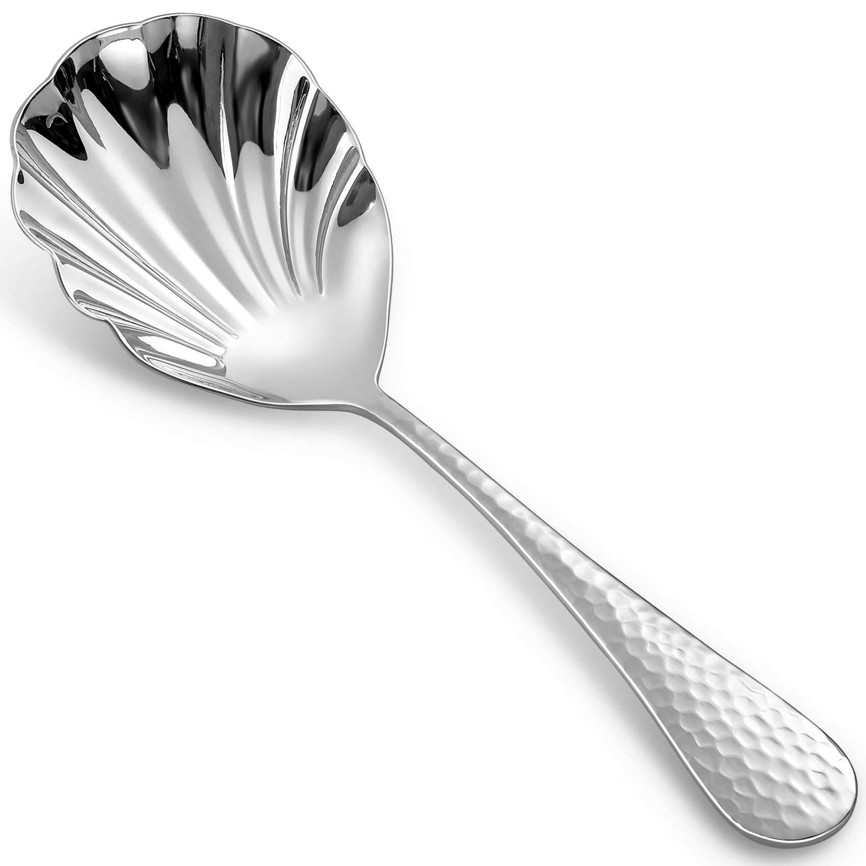Keawell Premium 8.5'' Hammered Vegetable Spoon - 18/10 Stainless Steel - Exquisite Blend Of Elegance And Functionality - Dishwas