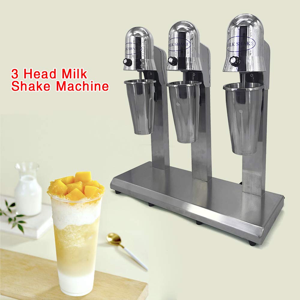 Dnysysj Electric Milk Shaking Machine Maker Commercial Stainless Steel Triple Heads Drink Mixer With 6 Cups (3 Stainless Steel C