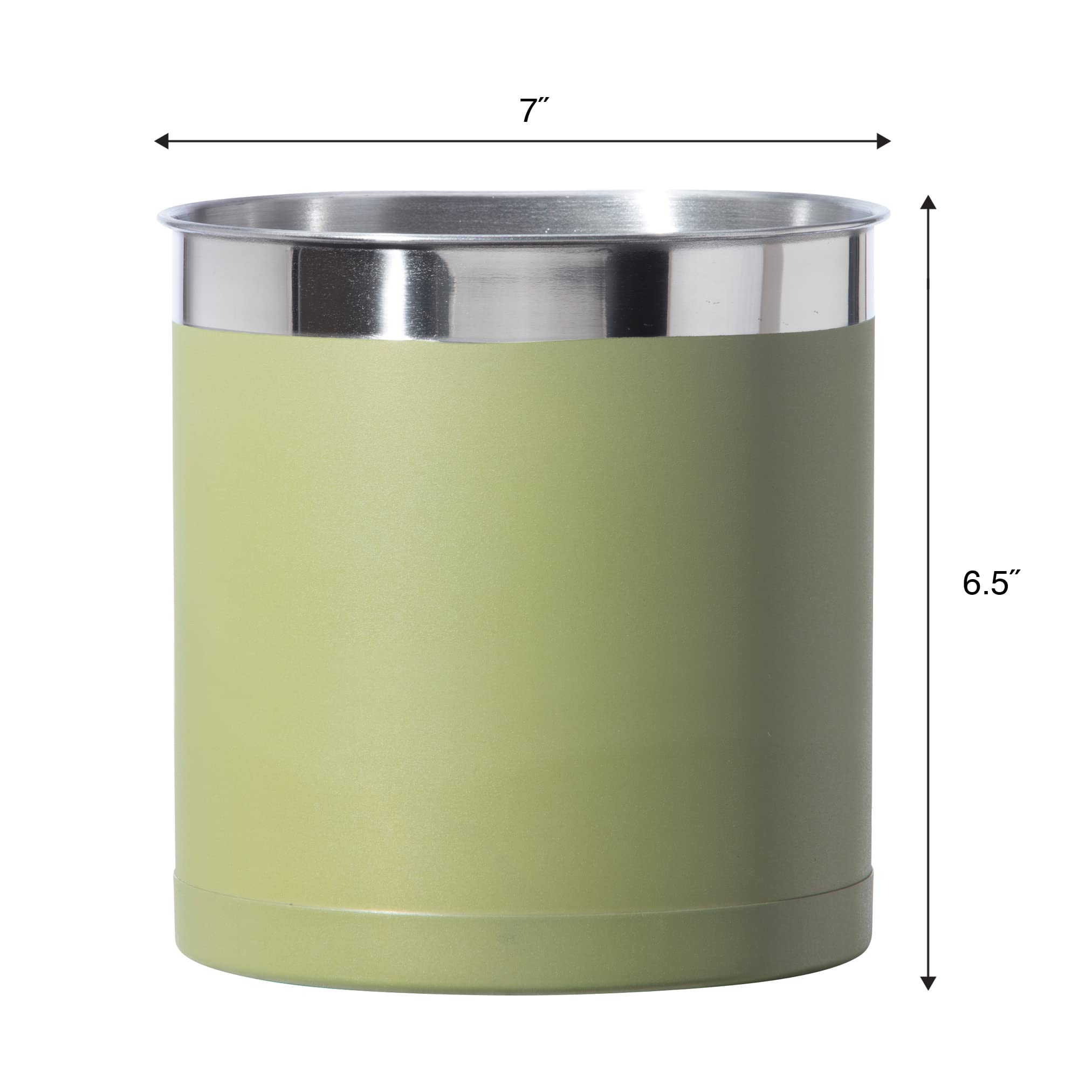 Oggi Stainless Steel Jumbo Utensil Holder - 7'' Utensil Caddy  Weighted Base for Stability - Extra Large Utensil Crock and Countertop Utensil Organizer  Olive