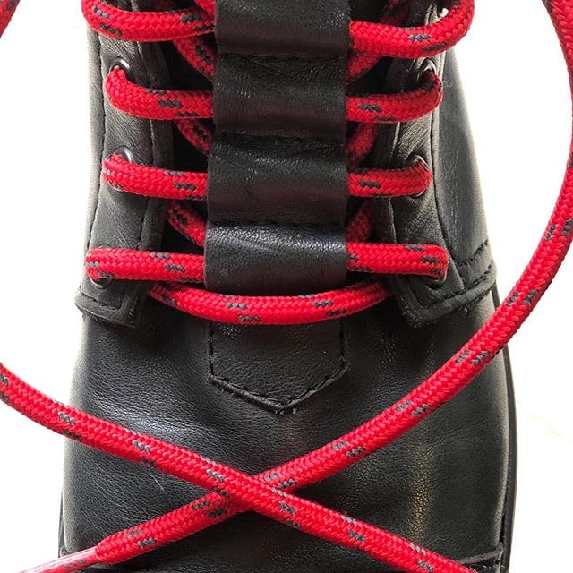 Honey Badger Work Boot Laces Heavy Duty Wkevlar - Usa Made Round Shoelaces For Boots - Red Blk, 45 In (2P)