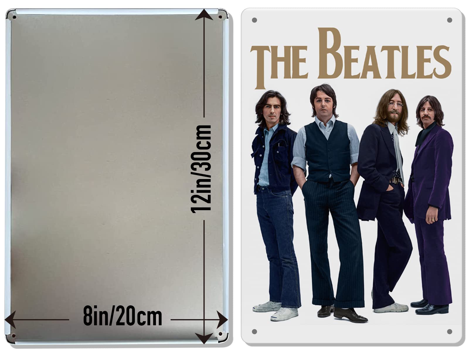 The Beatles Wall Decor - The Beatles Metal Tin Signs,Beatles Retro Art Wall Poster,Beatles Themed Birthday Party Decorations12X8