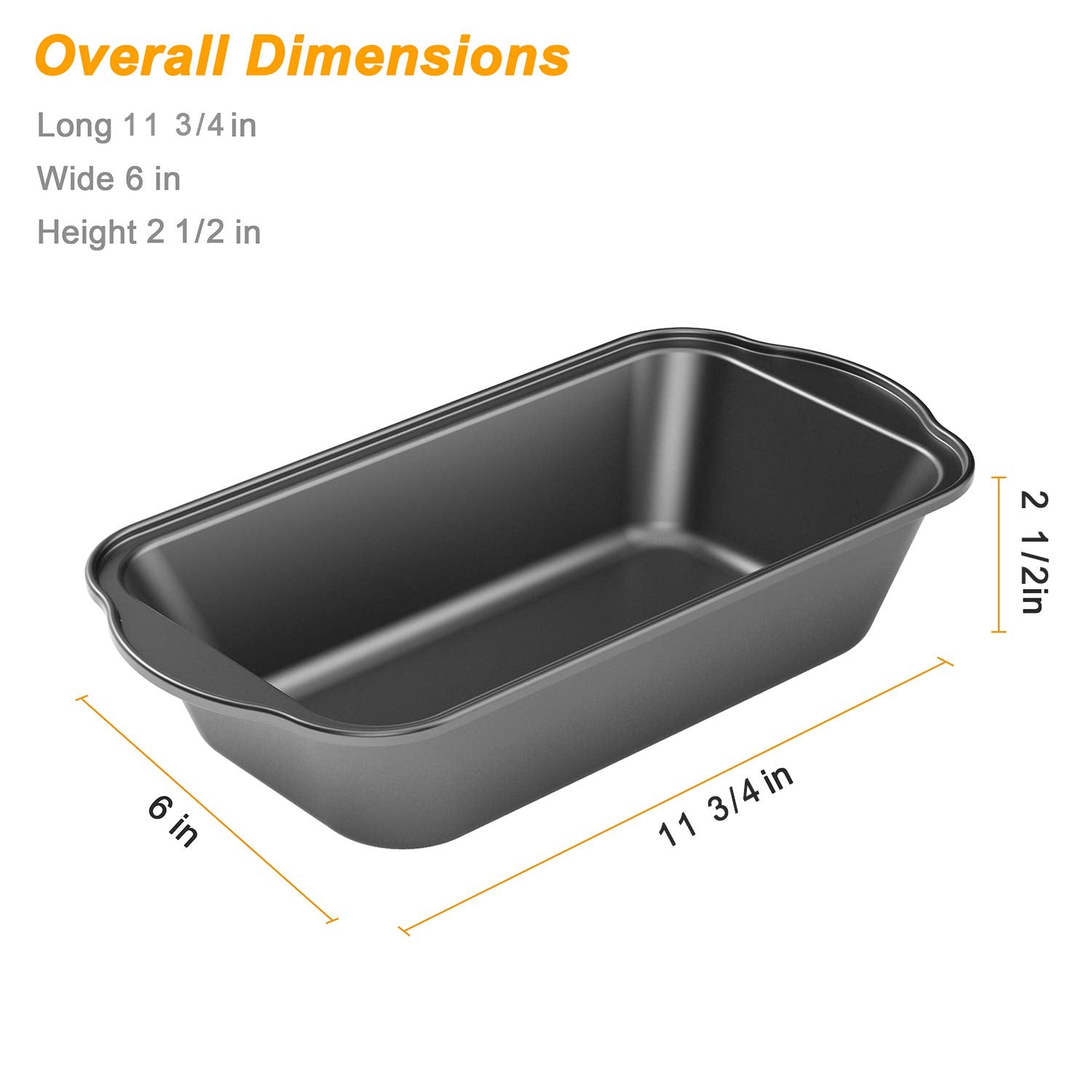 Tiawudi Nonstick Carbon Steel Baking Bread Pan - Large 9.5" x 5" - Black, 3 Pack