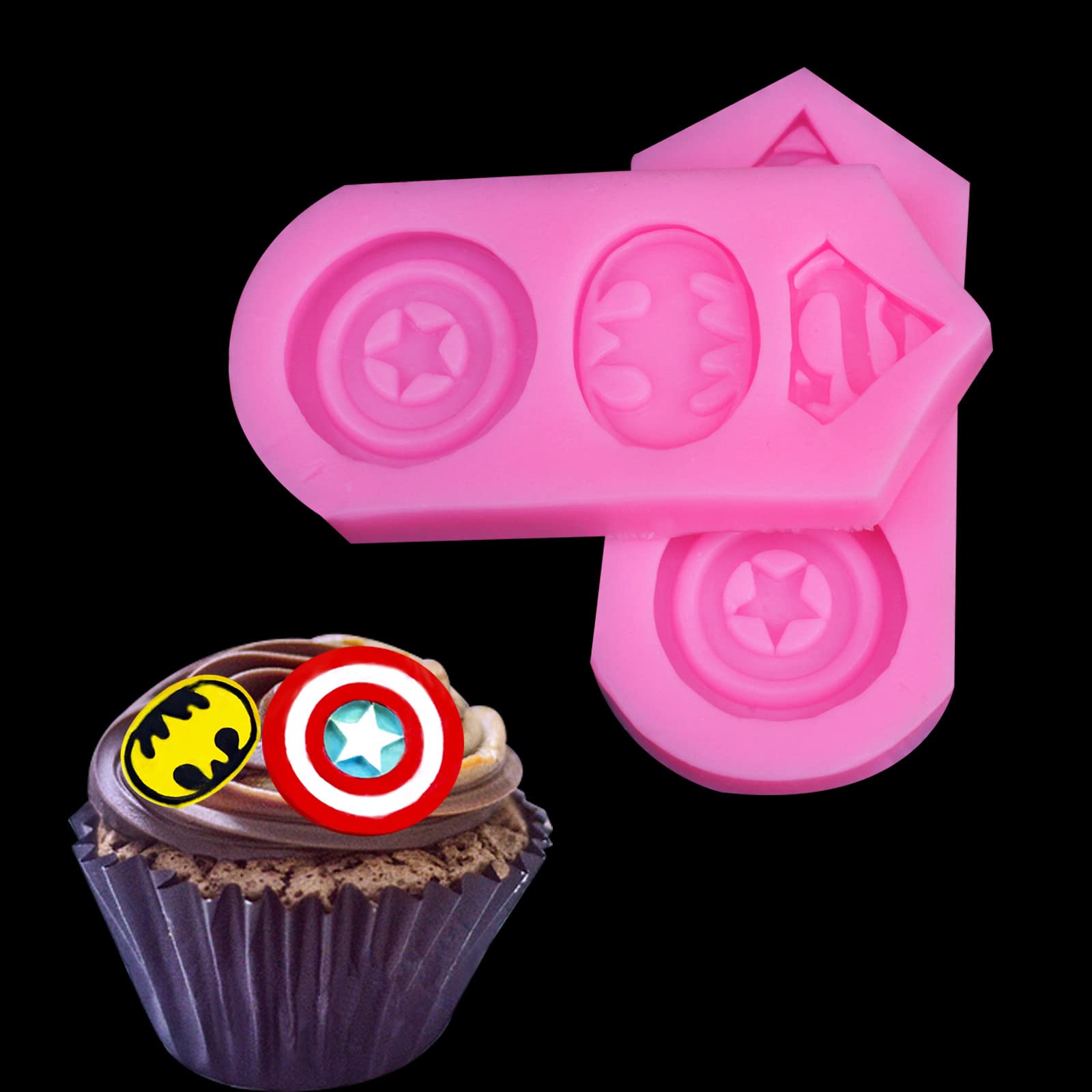 2 Pieces Superhero Silicone Mold Cookie Fondant Molds Candy Chocolate Fondant Molds