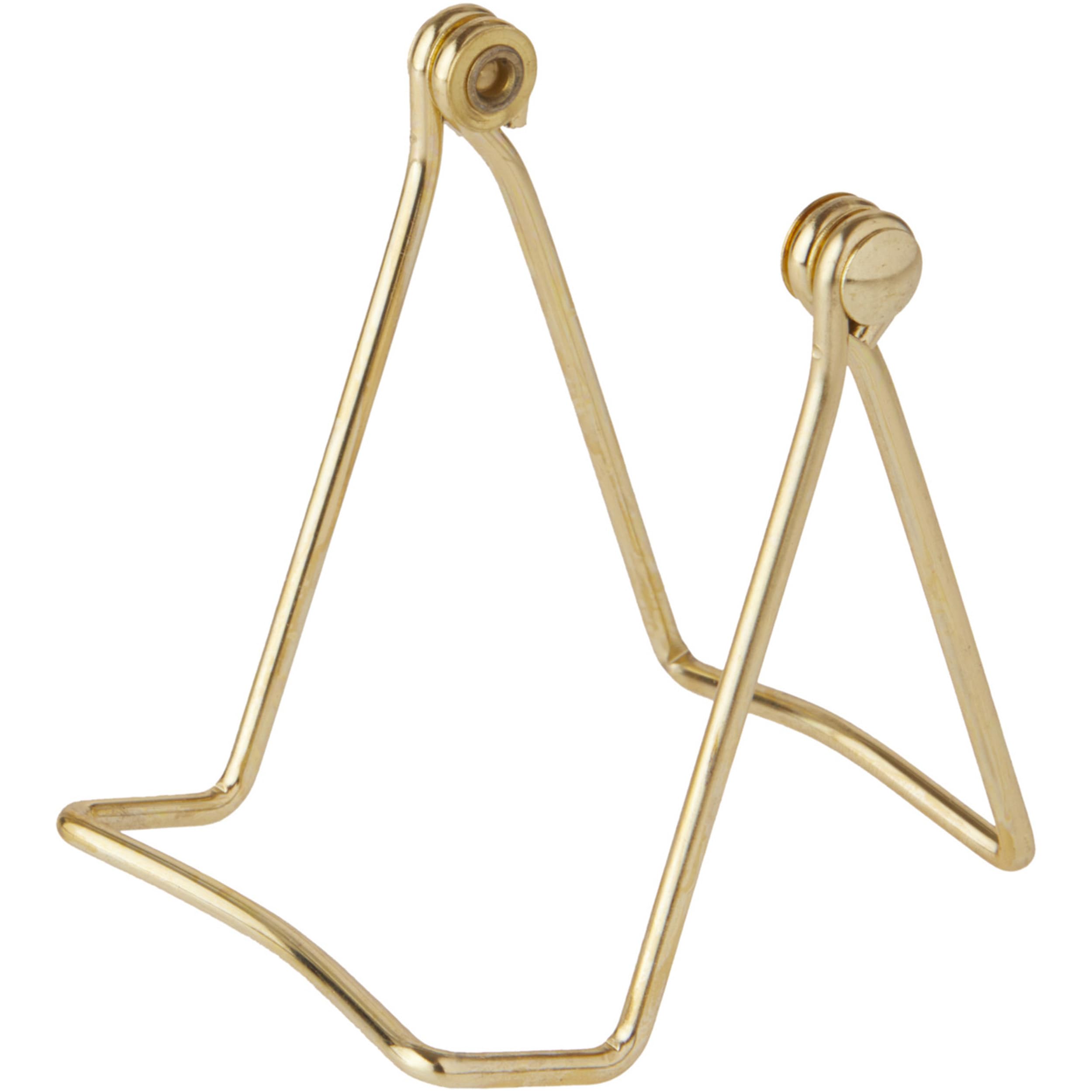 Bards Folding Gold-toned Wire Easel Stand, 3 H x 2.75 W x 3 D, Pack of 3