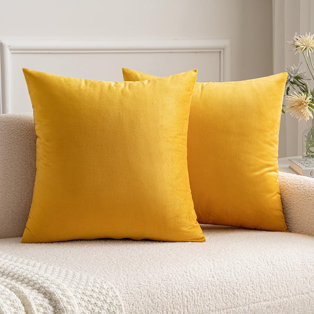Miulee Pack Of 2, Velvet Soft Soild Decorative Square Throw Pillow Covers Set Cushion Case For Sofa Bedroom Car 18 X 18 Inch 45 