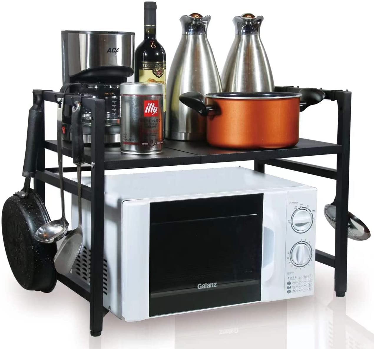 Amazon Brand  Umi 1 Tier Metal Expandable Microwave Oven Rack,Horizontal Extension Microwave Shelf Stand Kitchen Countertop Org