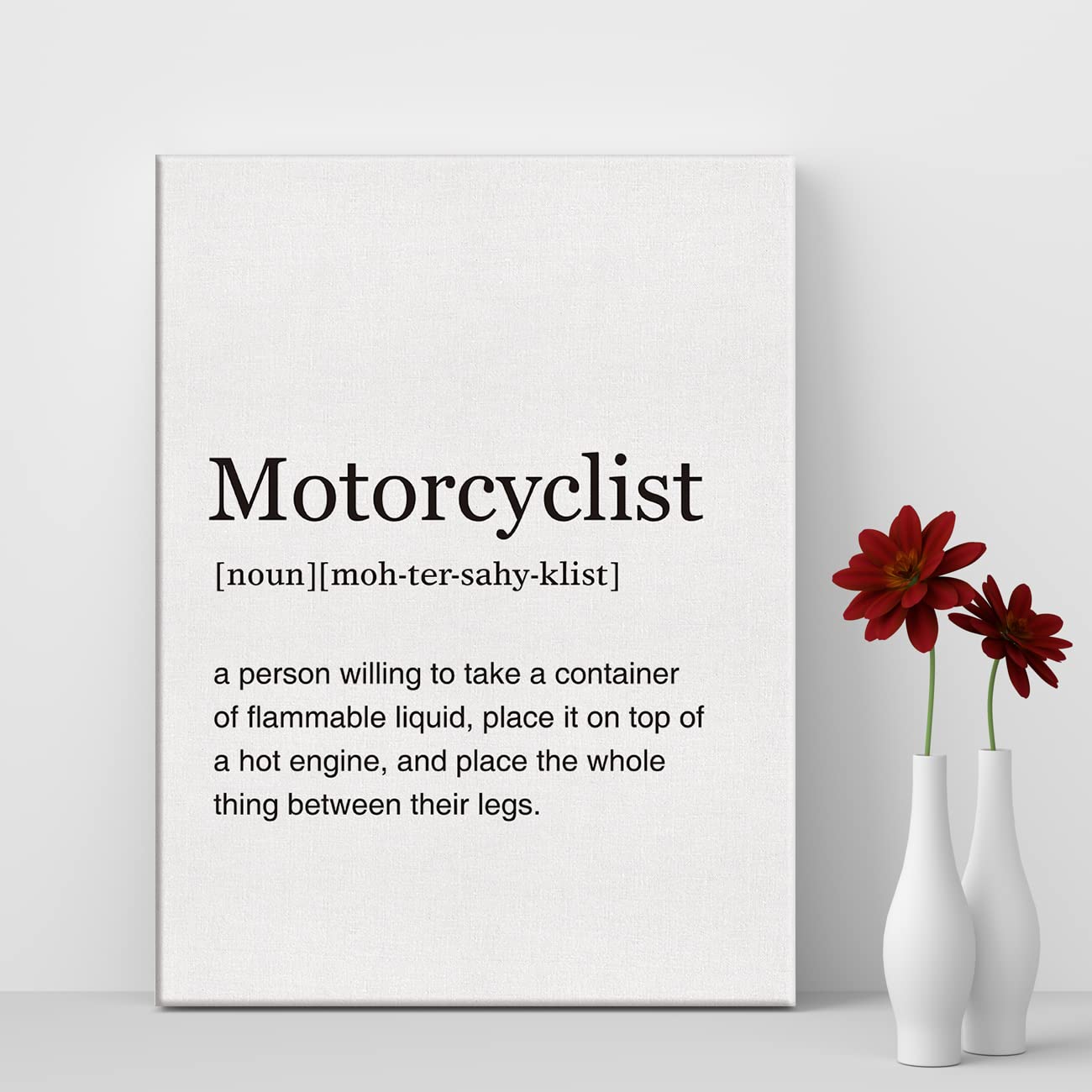 Lexsivo Motorcyclist Definition Print Canvas Wall Art Home Office Decor Modern Motorcycle Quote Painting 12X15 Canvas Poster Fra