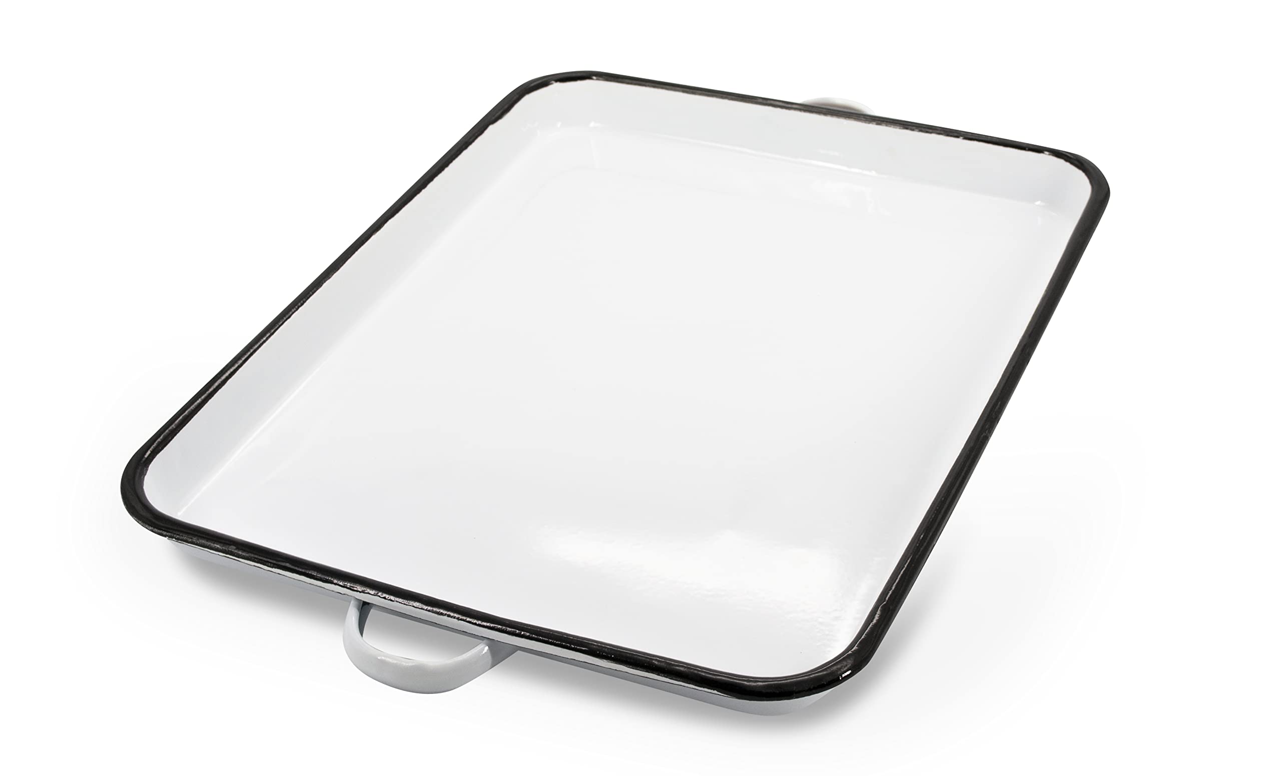 Eternal Living 17    White Enamel Serving Tray With Handles And Baking Cookie Sheet, White