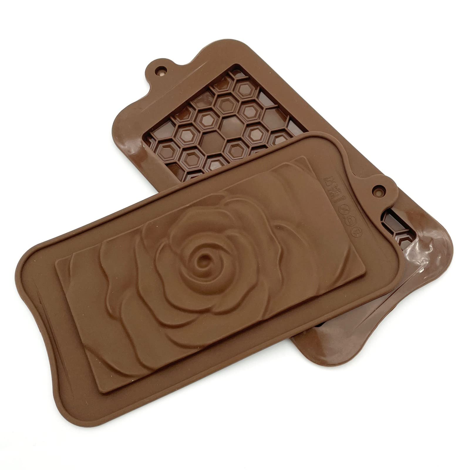 4 Piece Chocolate Bar Mold Silicone Energy Bar Making Non-Stick Protein Bar Moulds Rose Honeycomb Shape Candy Ice Diy Tool