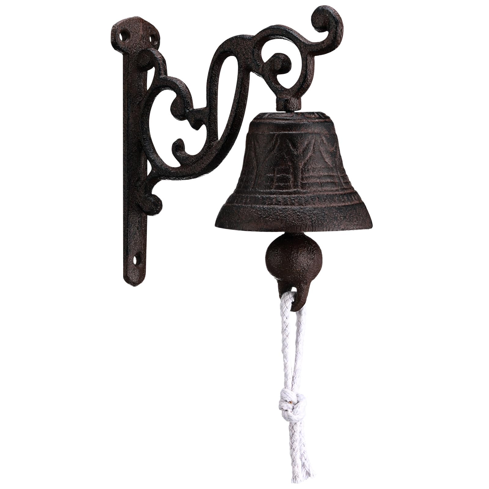 Blulu Outdoor Dinner Hanging Bell Cast Iron Wall Mounted Bell Large Heavy Duty Rustic Vintage Doorbell for Outside Front Door Ga