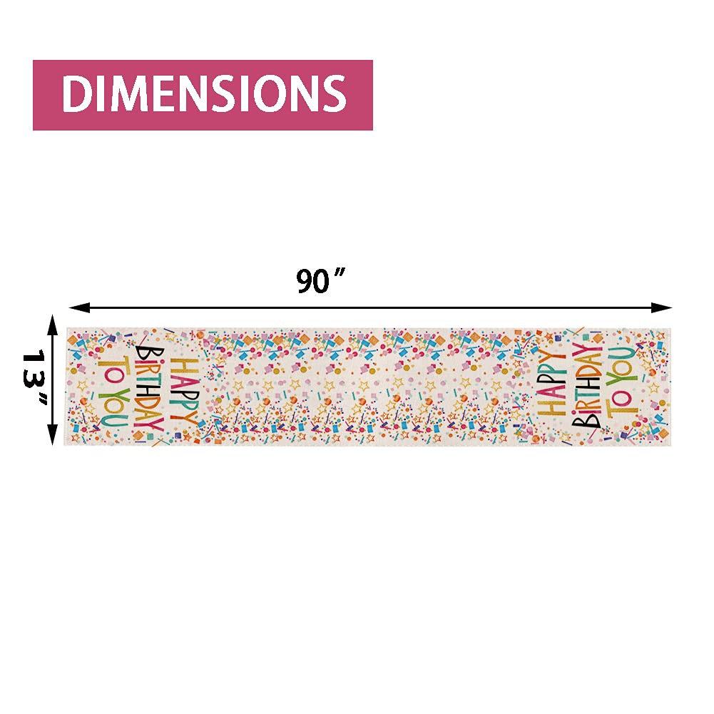 Happy Birthday Table Runner,Spring Summer Holiday Dining Table Runners For Home Party D  Cor 13X90 Inch