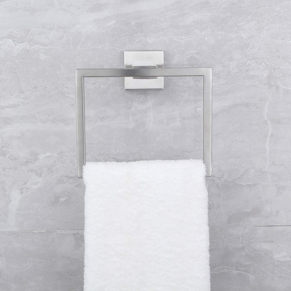 Kimzcn Hand Towel Holder For Bathroom Sus 304 Stainless Steel Towel Ring Heavy Duty Hand Towel Racks Wall Mount Simple Square To