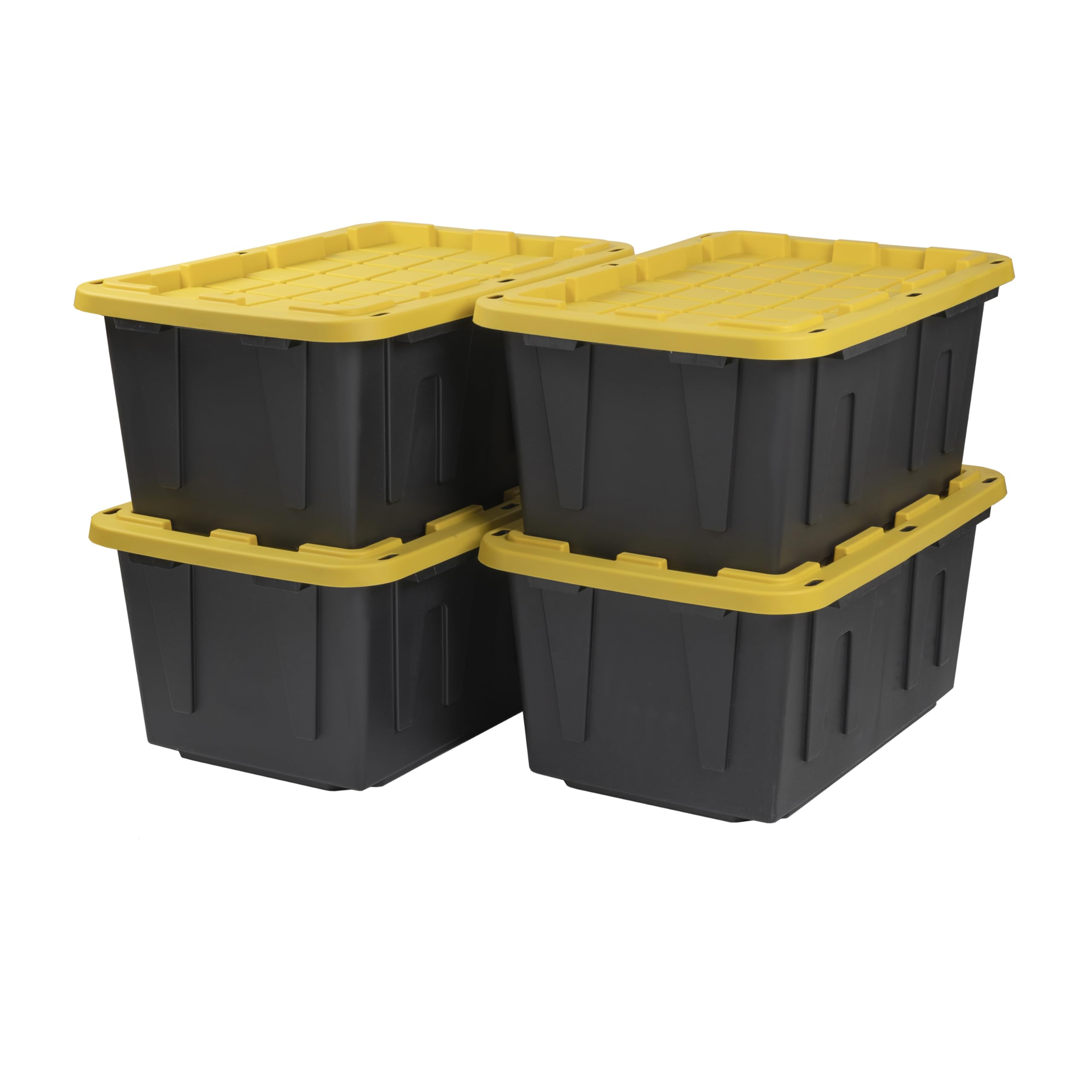 Cx Black & Yellow, 27-Gallon Heavy Duty Tough Storage Container & Snap-Tight Lid, (14.3   H X 20.6   W X 30.6   D), Weather-Resi