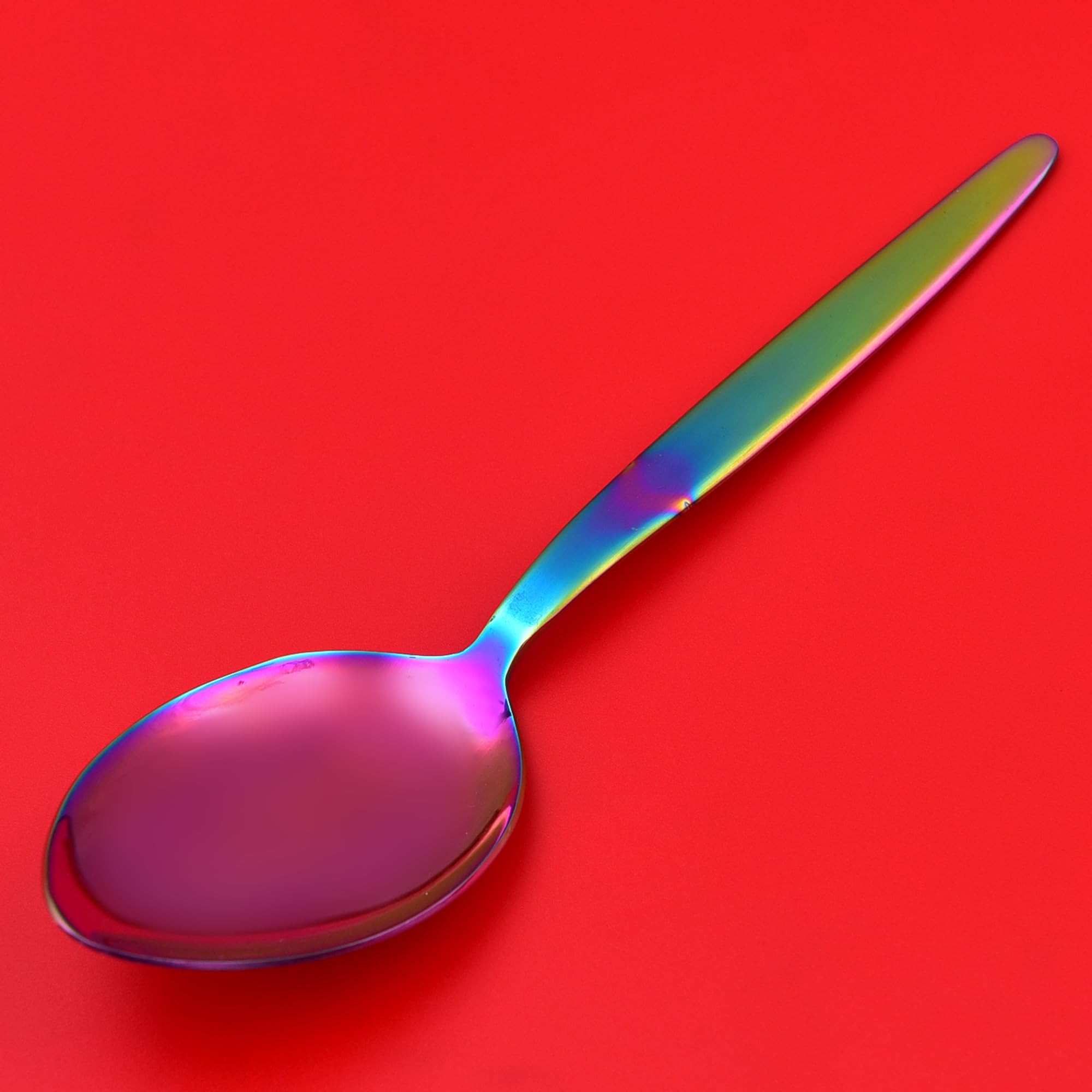 Bnazind Kunz Spoons Cooking Spoons 18/10 Stainless Steel Titanium Shiny Rainbow Basting Spoon - 9 Inches Plating Spoons - Daily