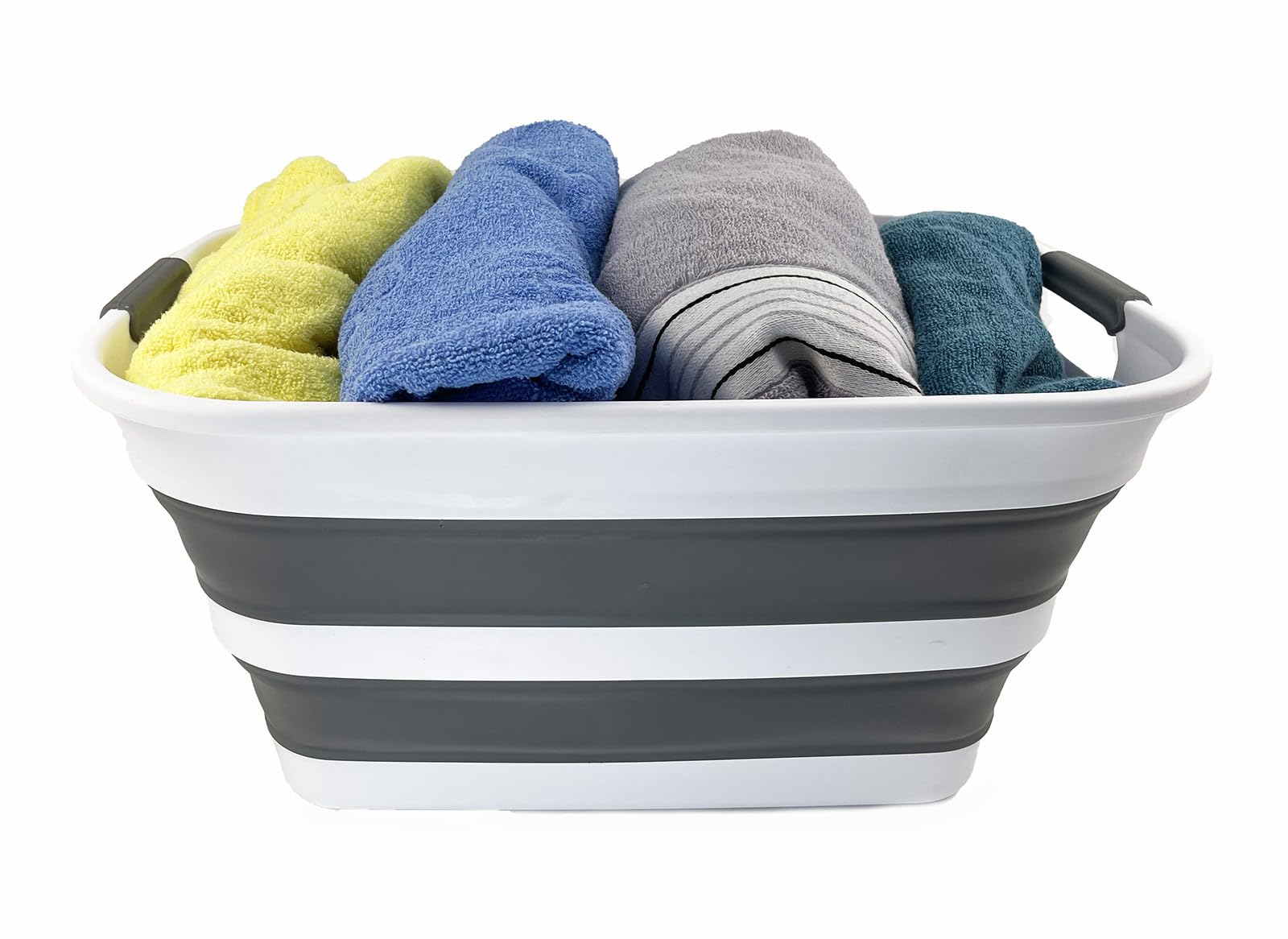 Sammart Collapsible Plastic Laundry Basket With Dual Grip Handles 27L (7.1 Gallons) -Foldable Pop Up Storage Container/Organizer