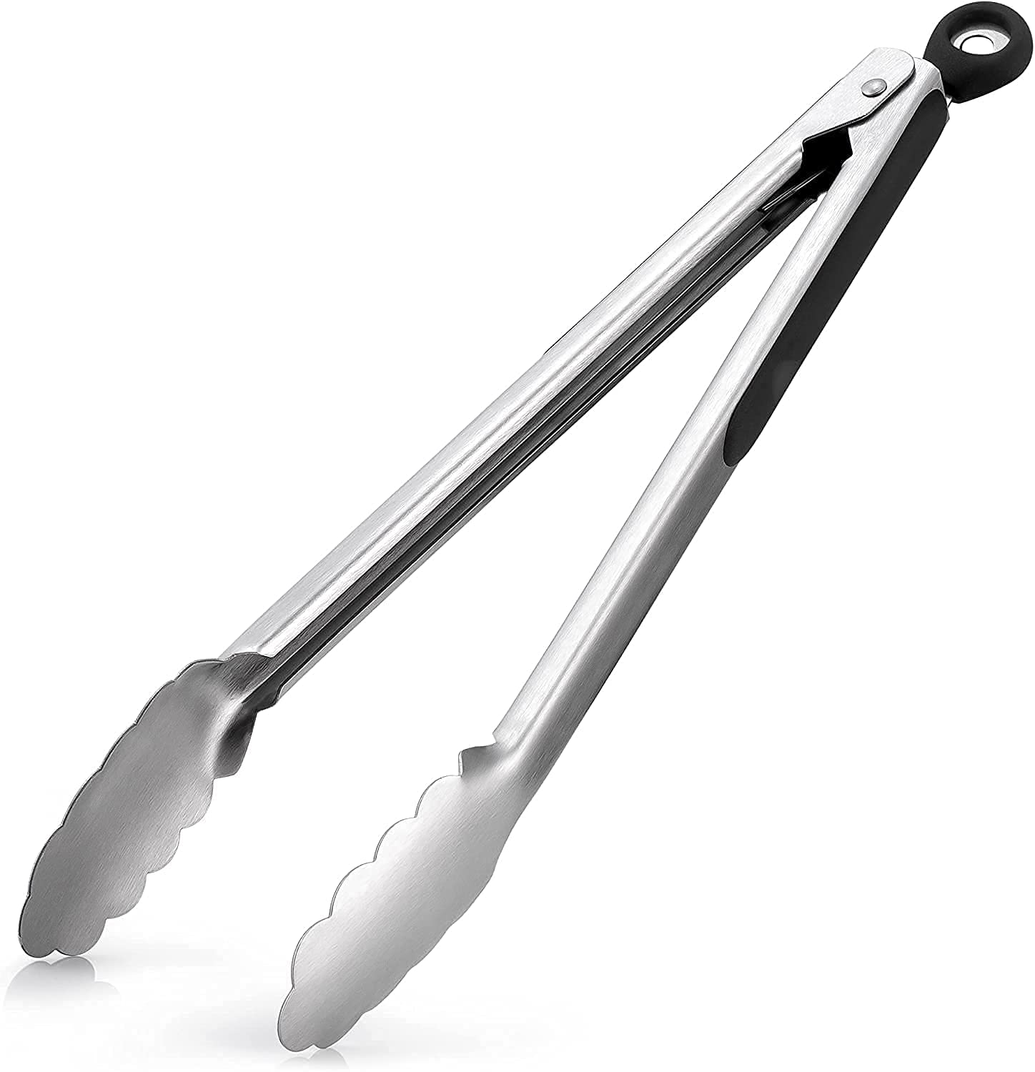Bekner (10 Inch) Stainless Steel Tongs For Cooking  Scallop Head Edge Kitchen Tongs  Easy Grip Bbq Grill Tongs With Lock Mecha
