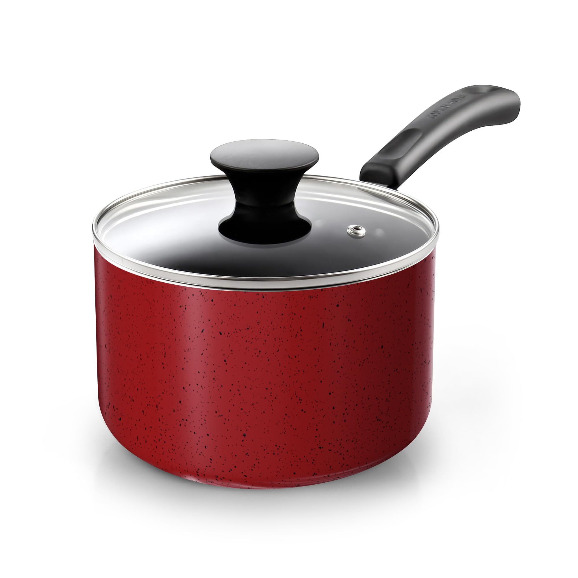 Cook N Home Non Stick Sauce Pan, 1 Quart Saucepan with Glass Lid, Nonstick Small Multi-purpose Pot, Milk Chocolate Aluminum Cook