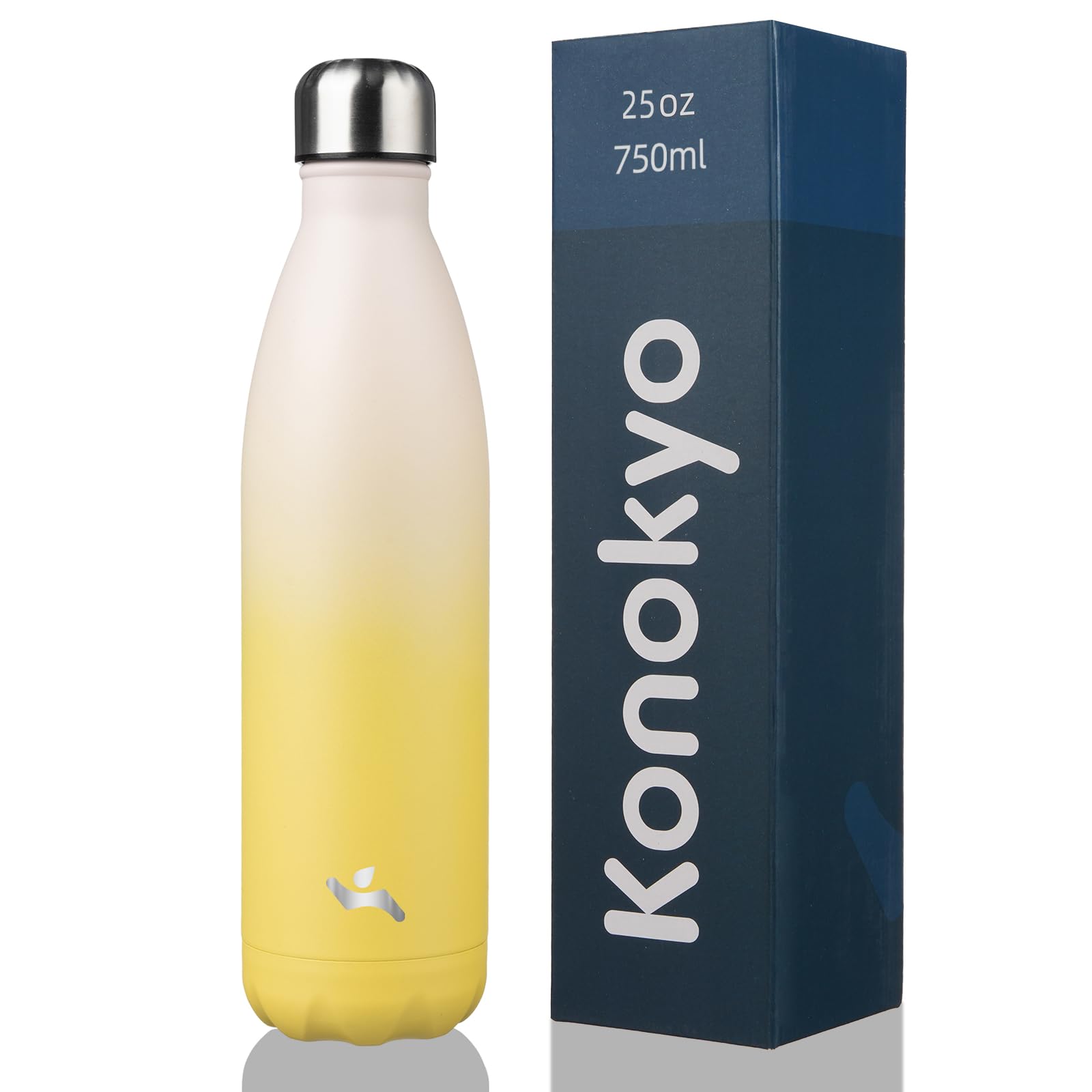 Konokyo Insulated Water Bottles,25 oz Double Wall Stainless Steel Vacumm Metal Flask for Sports Travel,Lemon