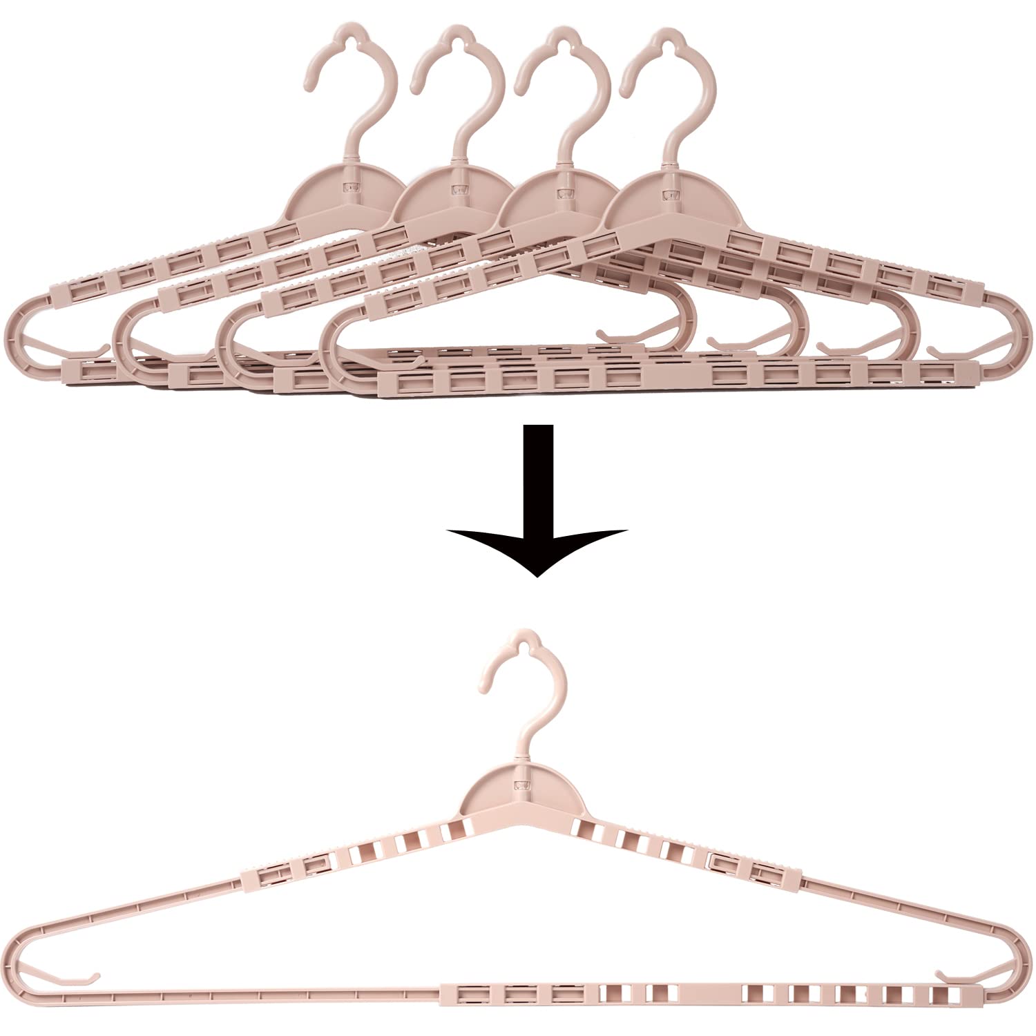 Foshine 4 Pack Extra Large Hangers Big Clothes Hangers Enlarge Adjustable Shoulder 16.5-26 Drying Hanger Sturdy for Wide Polos T