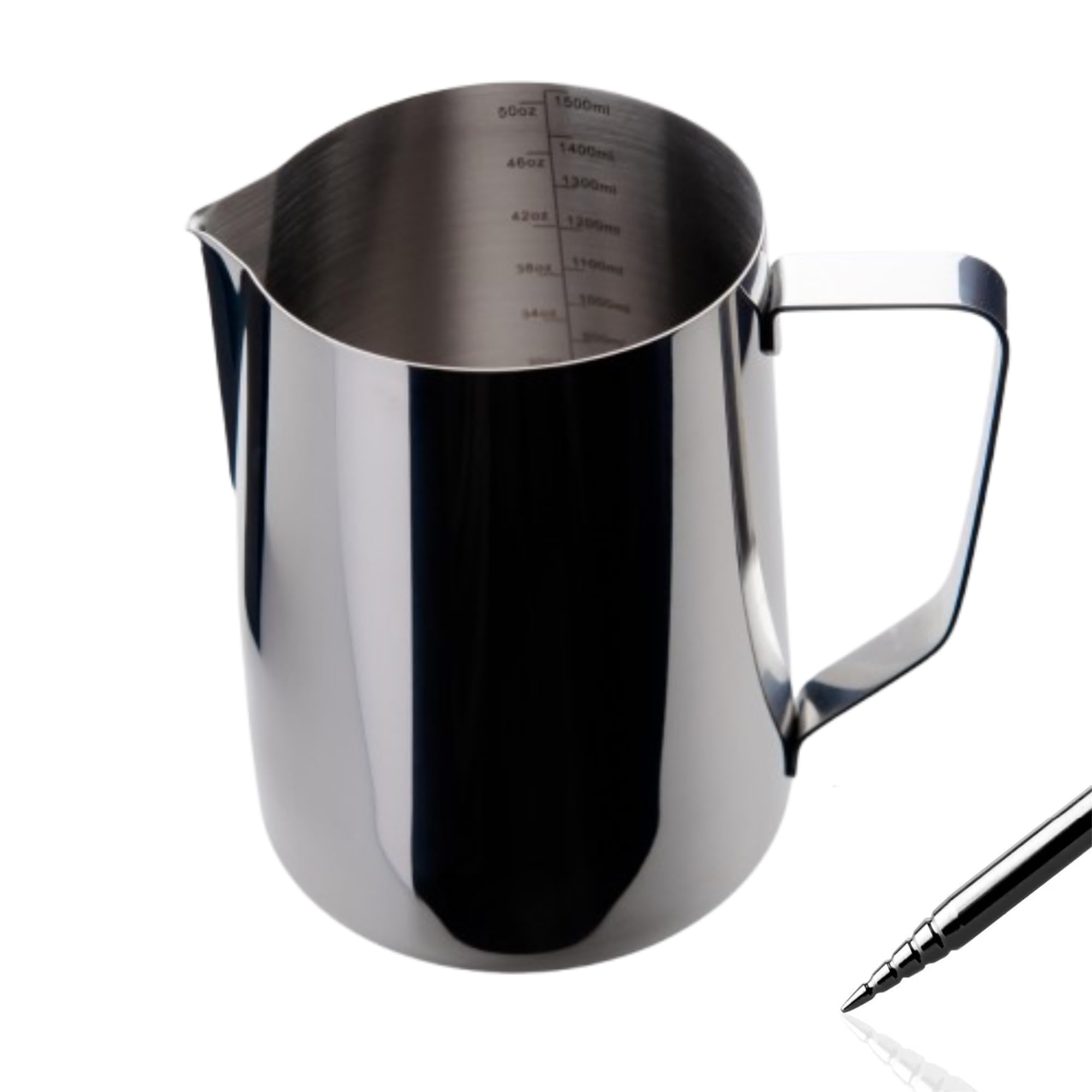 Homepixi Milk Frothing Pitcher (1500Ml) With Coffee Art Needle, 304 Stainless Steel Espresso Coffee Pitcher For Latte Art, Jug F