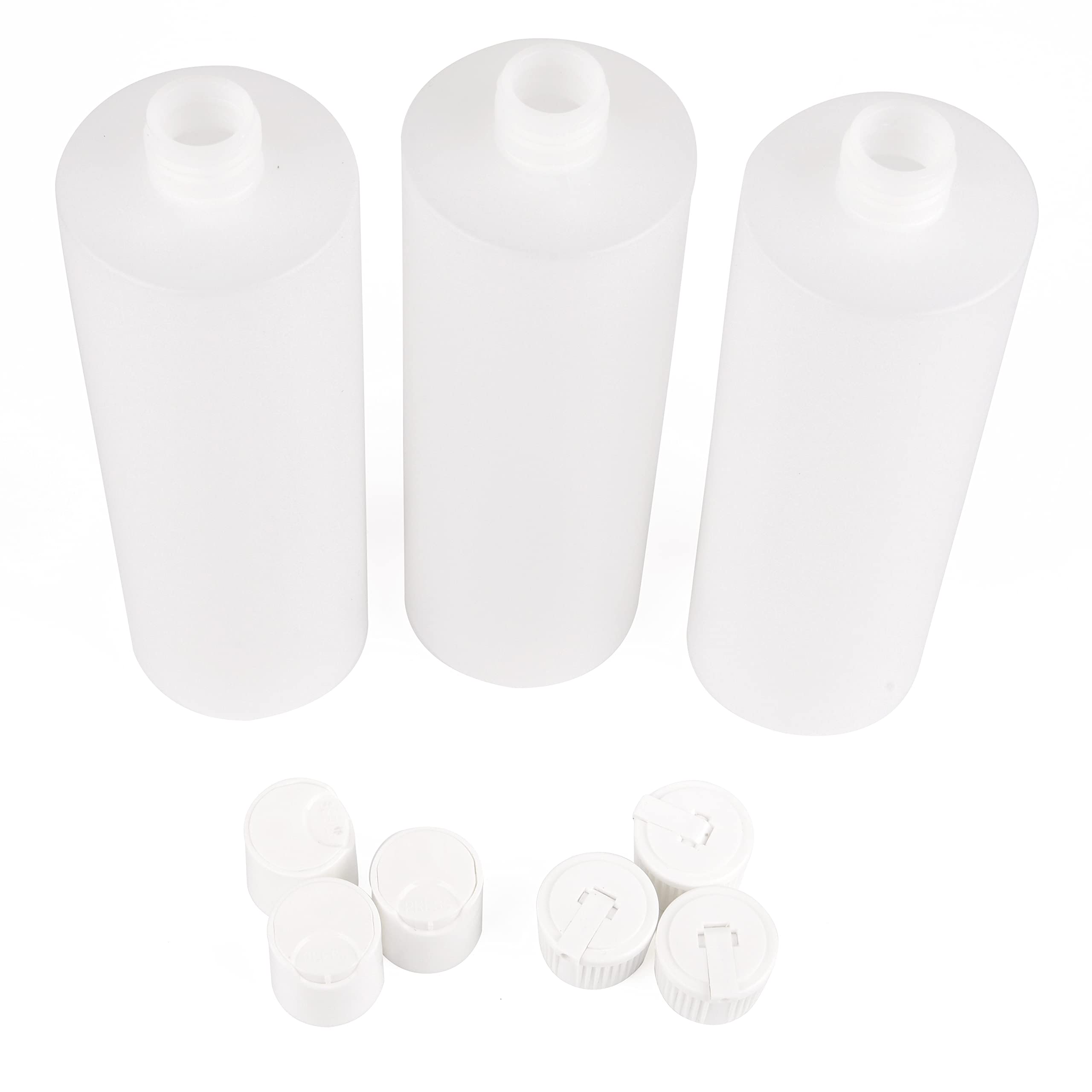 Impresa 3 Pack 16Oz Plastic Bottle With 6 Caps In 2 Styles - Bpa Free Latex-Free, Food-Grade, Great For Shampoo, Body Wash, Sauc