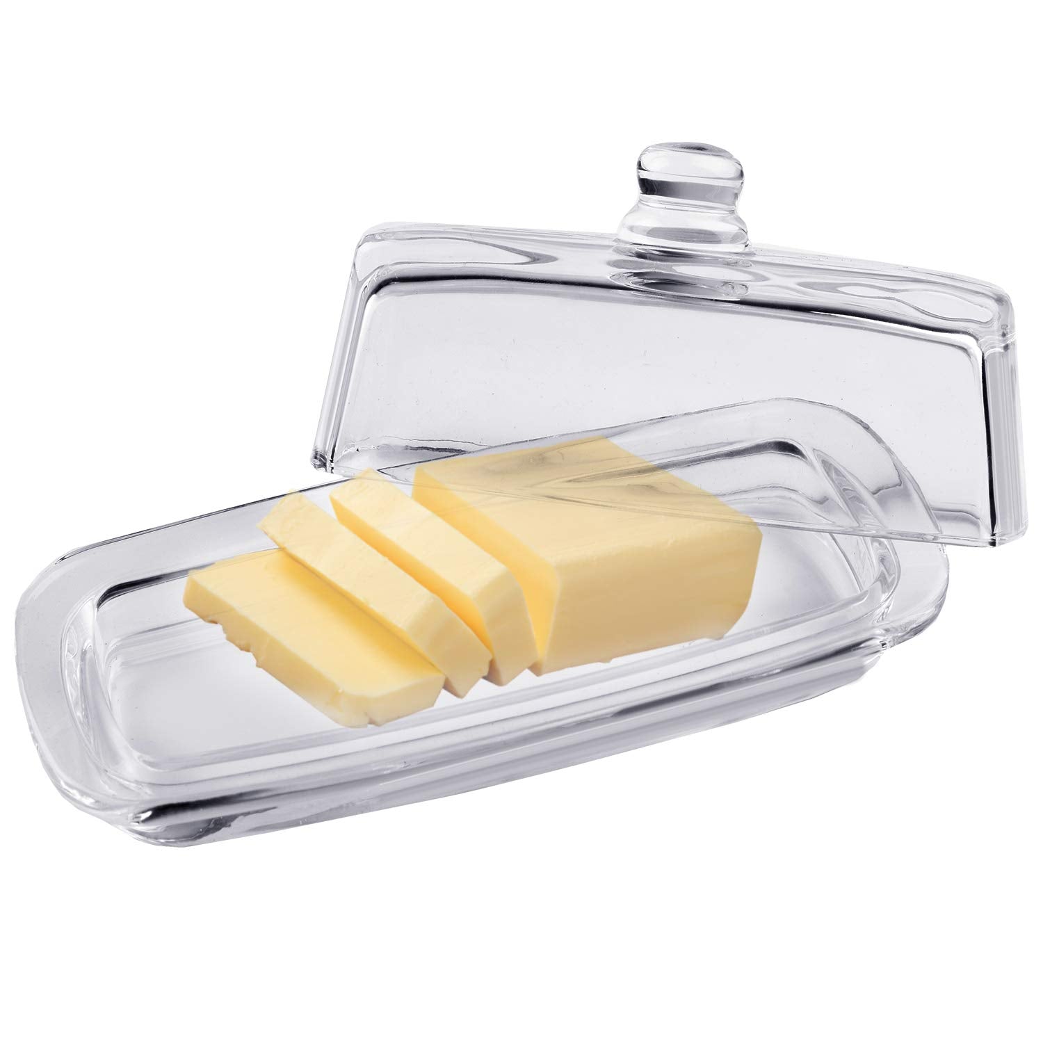 Bezrat Glass Butter Dish | Premium Butter Dish With Lid And Easy Grip Handle | Easy To Use And 100% Food Safe - Dishwasher Safe