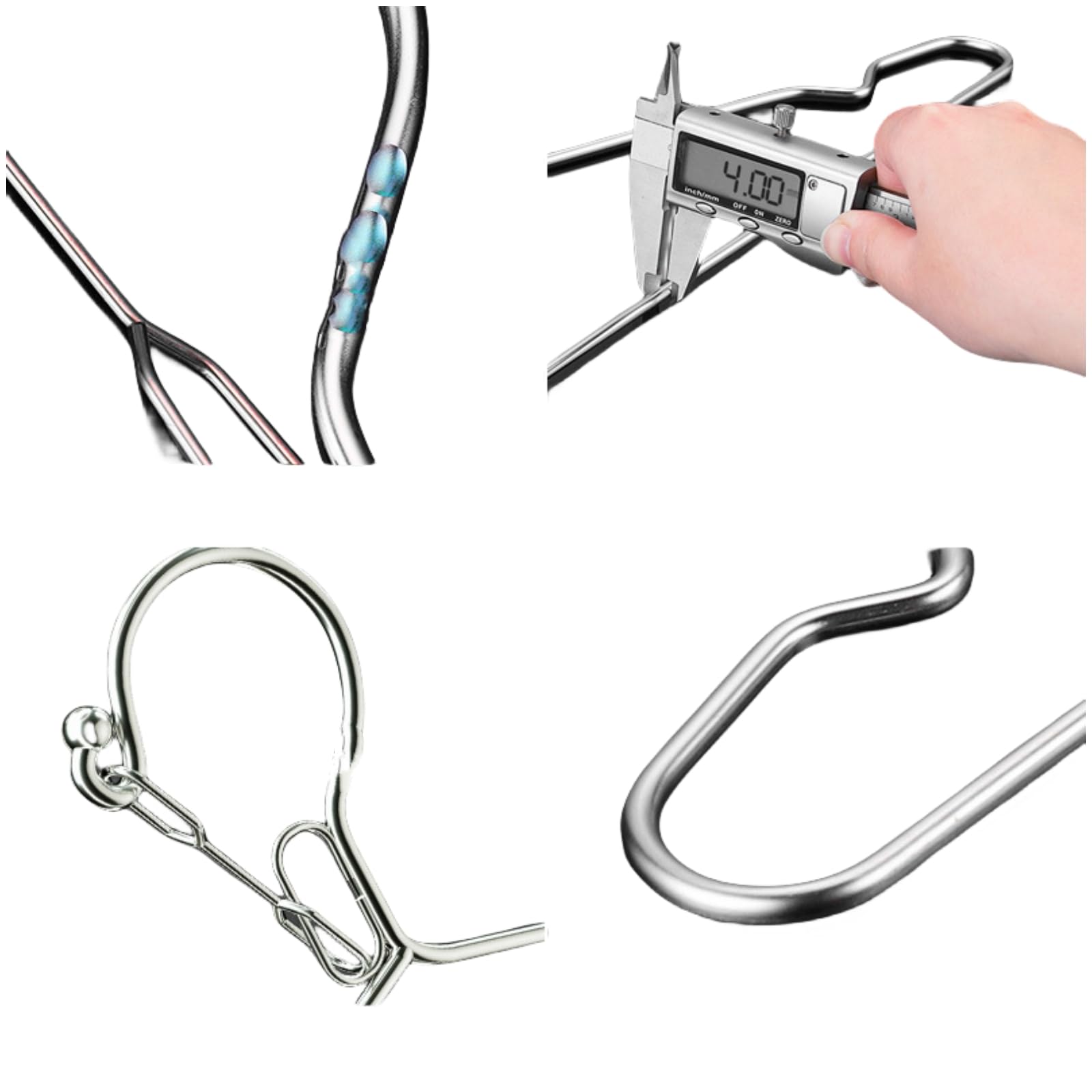 16.5    Wire Hanger 4Mm Lockable Hangers 10Pack Stainless Steel Slim Thin Heavy Duty Windproof Lock Hook Metal Space Saving Clot