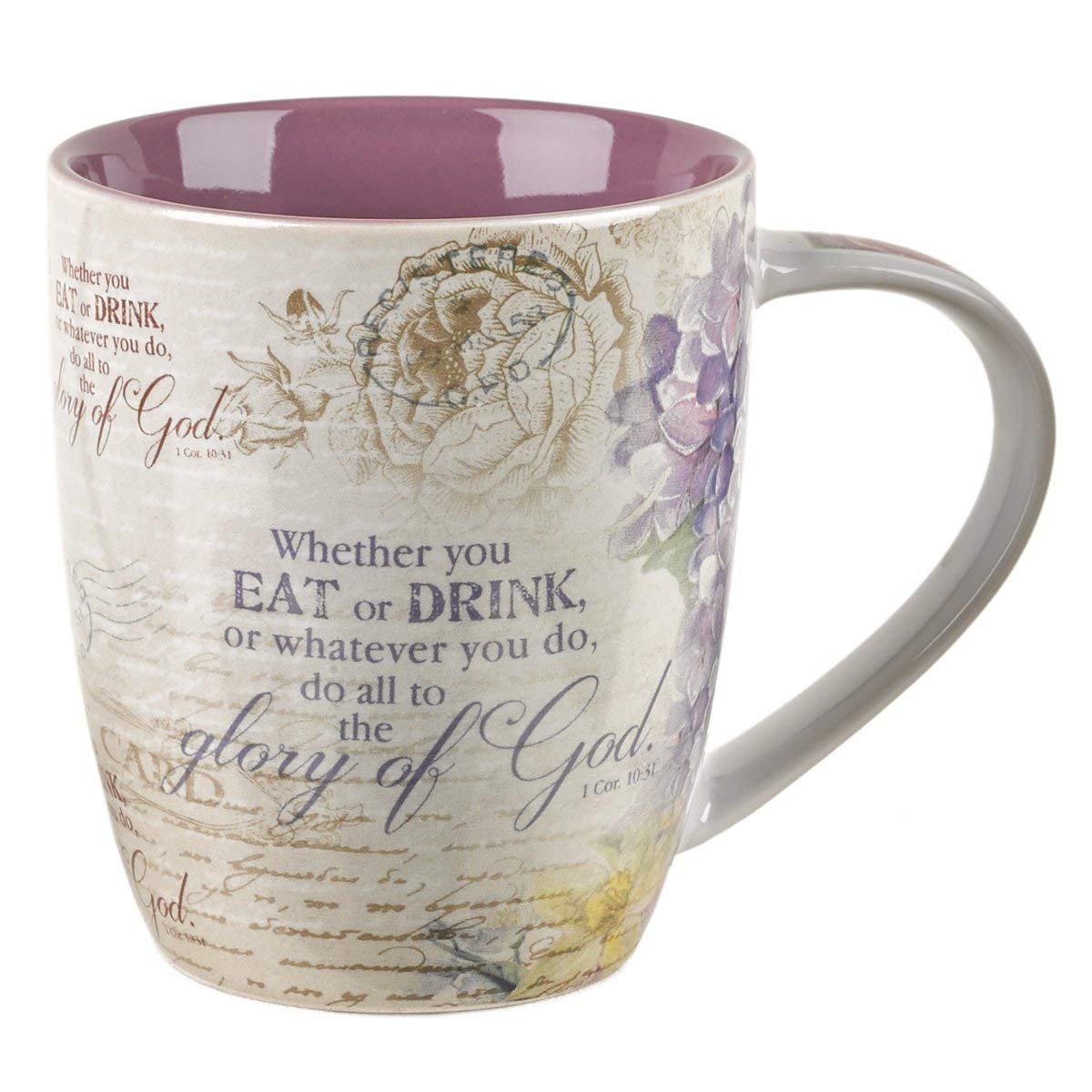 Christian Art Gifts Ceramic Coffee/Tea Mug Set For Women | Vintage Botanic Floral Inspirations Design Bible Verse Mug Set | Boxe