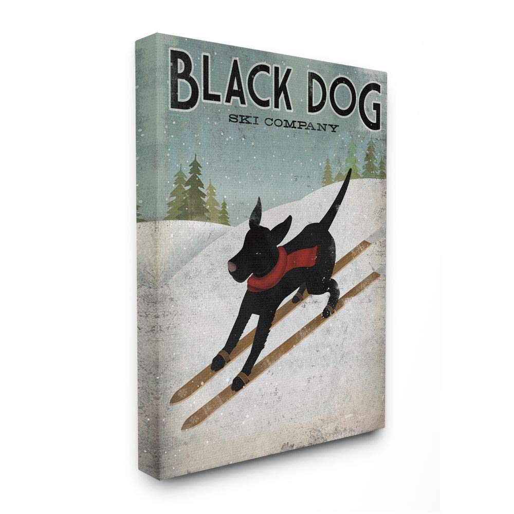 Stupell Industries Black Dog Ski Company Winter Sports Pet Sign Wall Art, 16 X 20, Multi-Color
