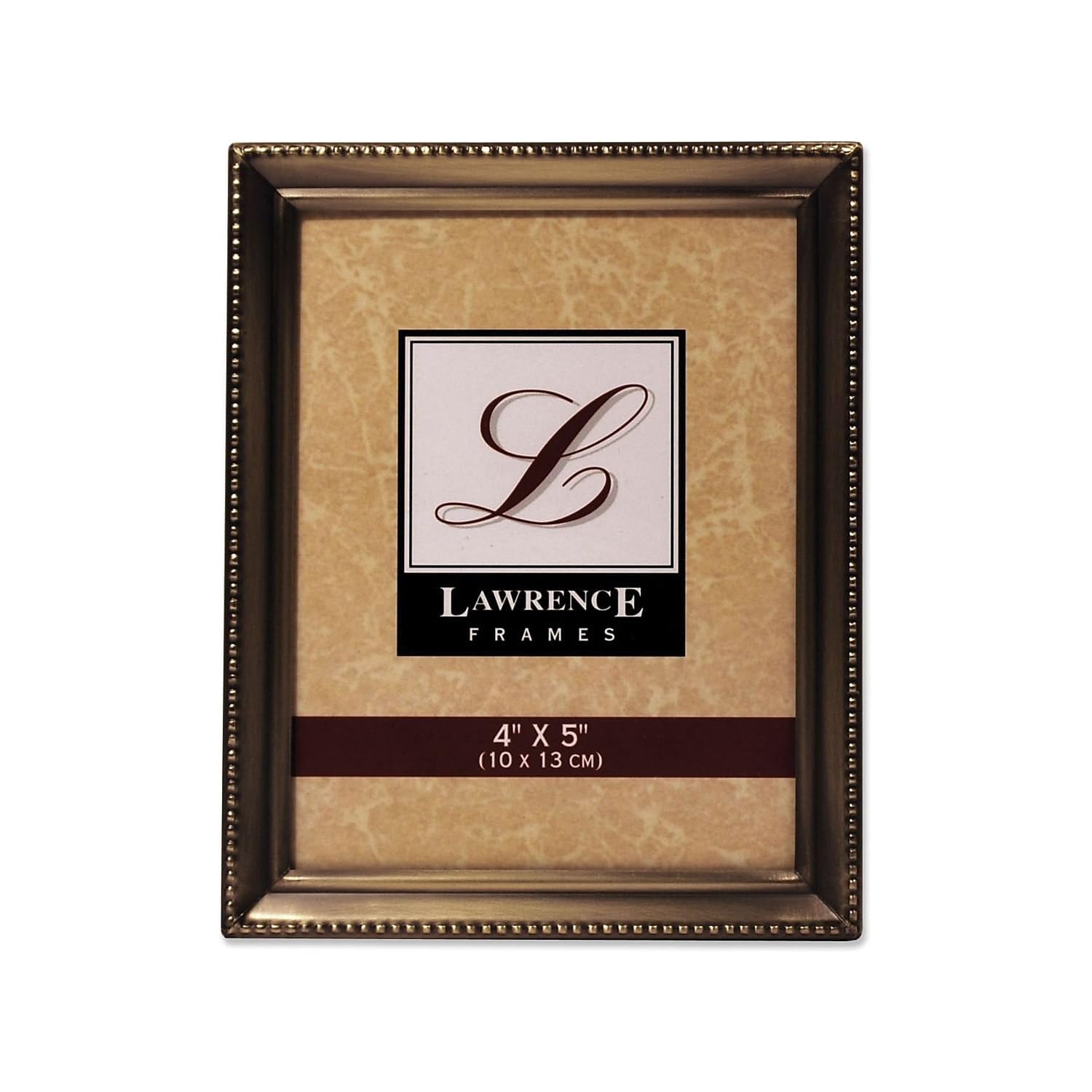 Lawrence Frames Bead Border Design, 4x5, Satin Gold
