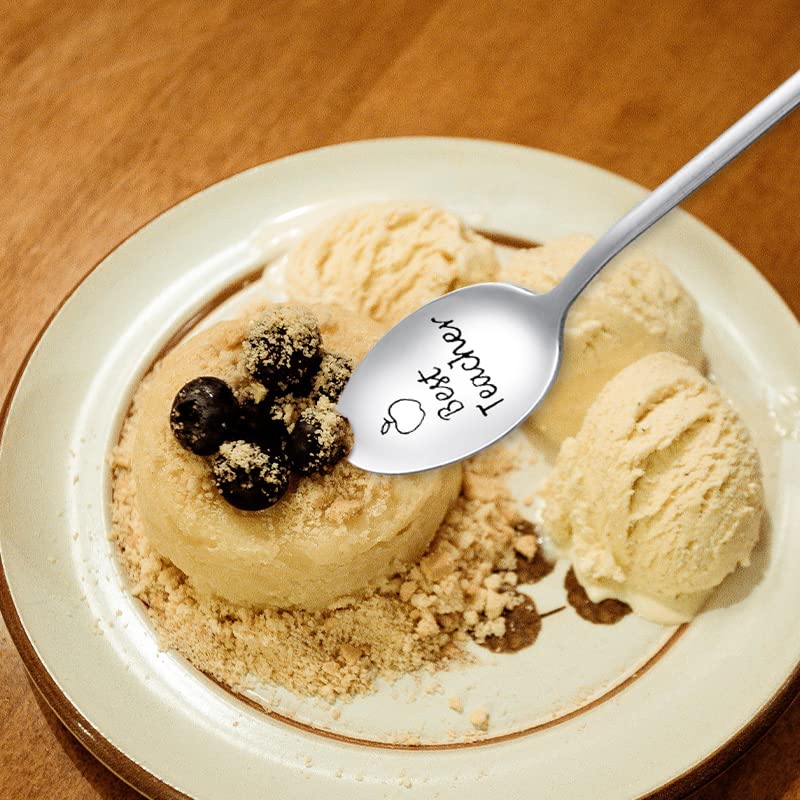 Teacher Appreciation Gifts For Women Men Engraved Ice Cream Coffee Tea Spoons For Teachers Coworkers Retirement Birthday Graduat