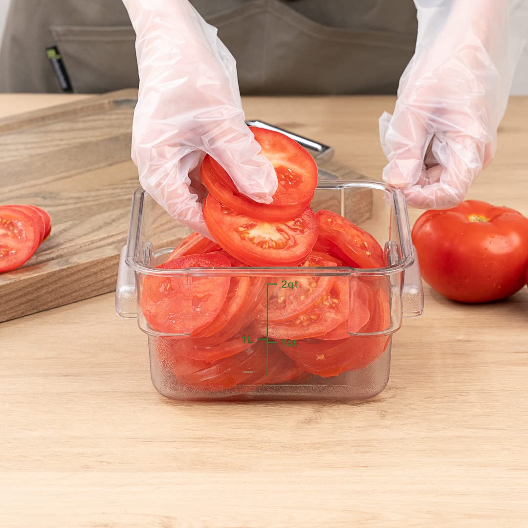Restaurantware Met Lux 2 Quart Brine Bucket, 1 Square Marinating Container - With Volume Markers, Built-In Handles, Clear & Gree