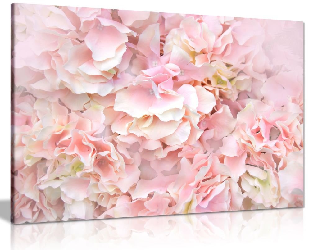 Pastel Pink Flowers Floral Canvas Wall Art Picture Print (24X16)