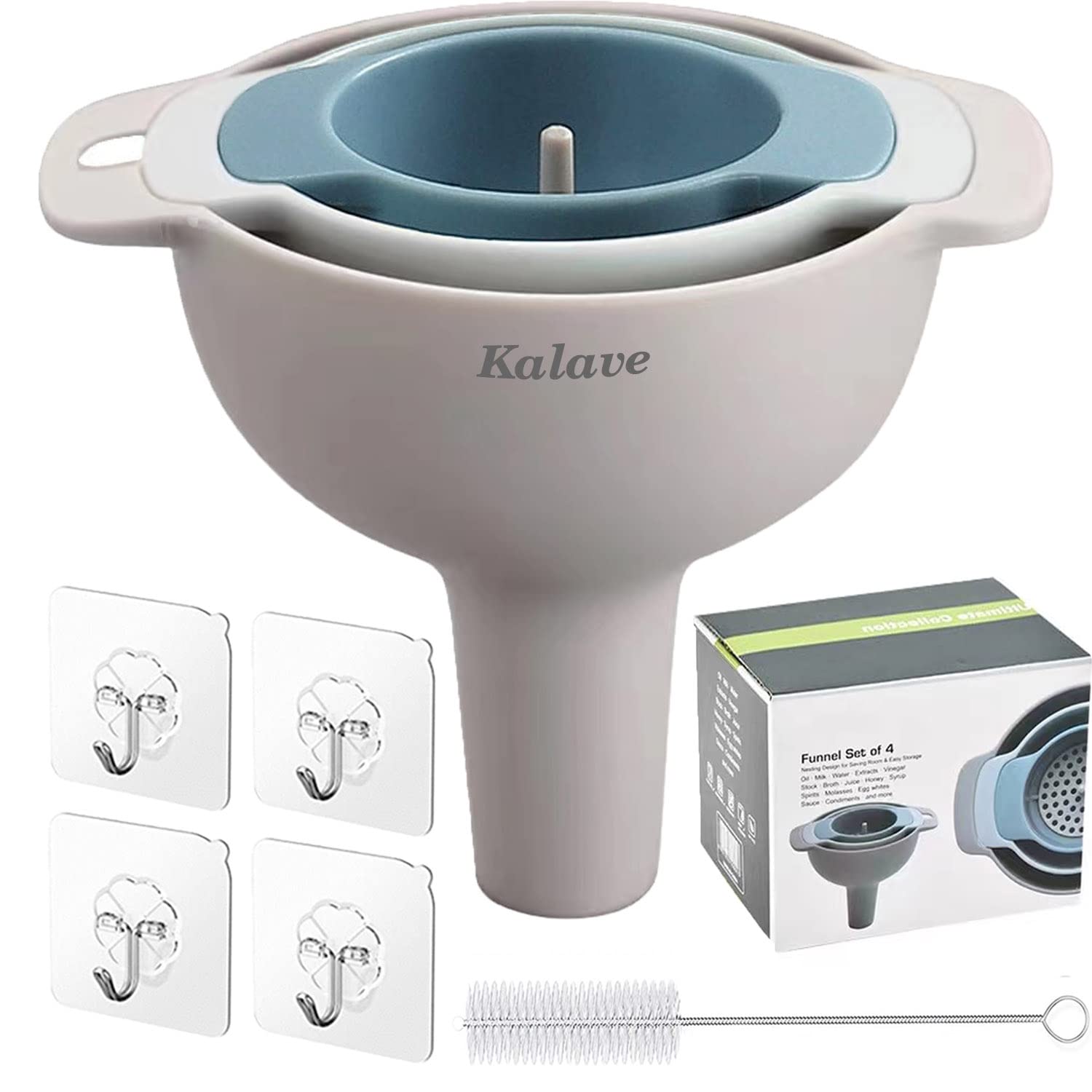 Set Of 4 Funnels For Filling Bottles, Bpa-Free Food Grade Kitchen Funnels With Detachable Strainer Filter For Kitchen Use Oil, L