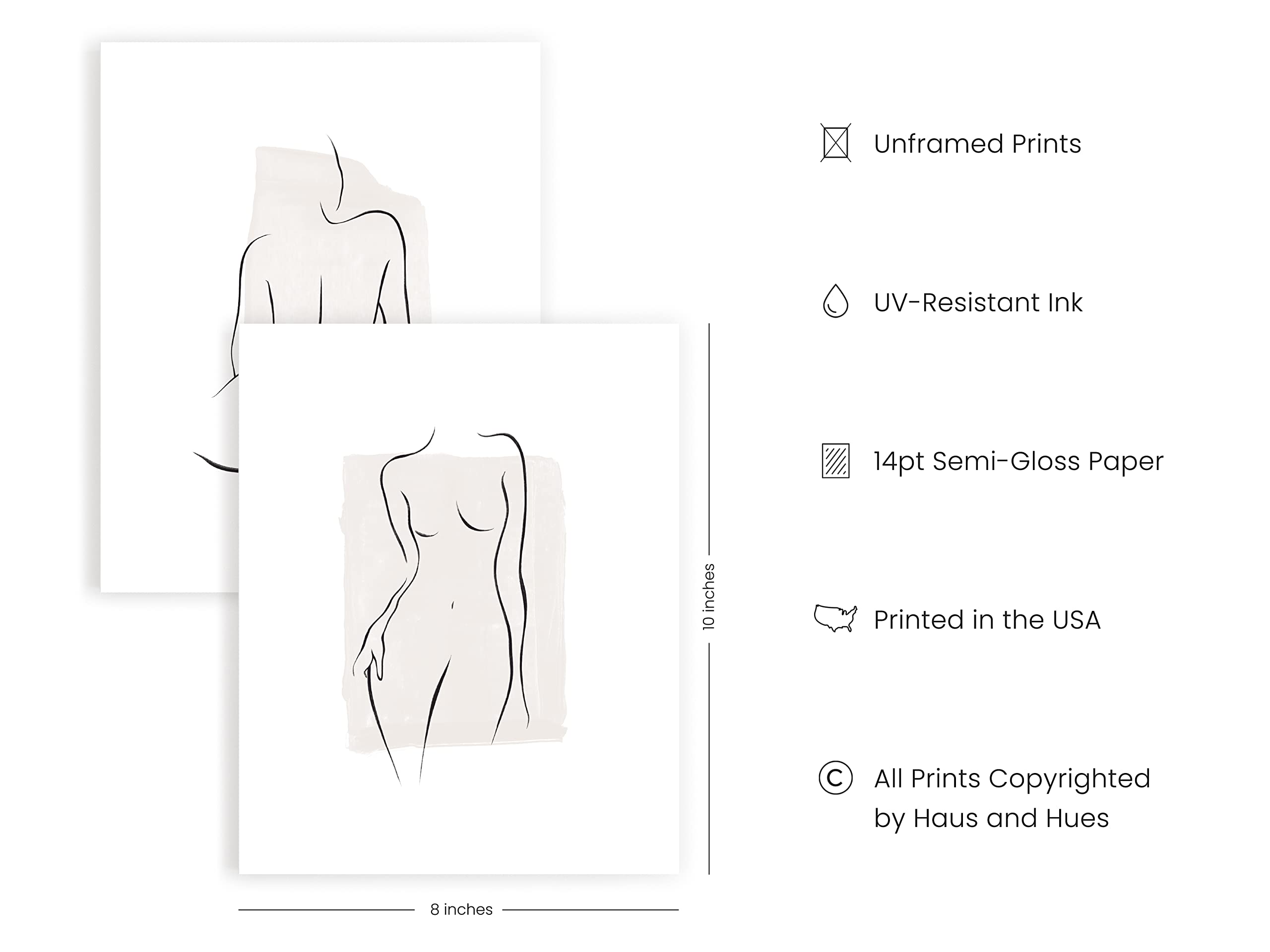 Ripgrip Line Art Wall Decor Set Of 4 - Line Drawing Wall Art, Art Prints Minimalist, Minimalist Line Art Wall Decor, Line Art Pr