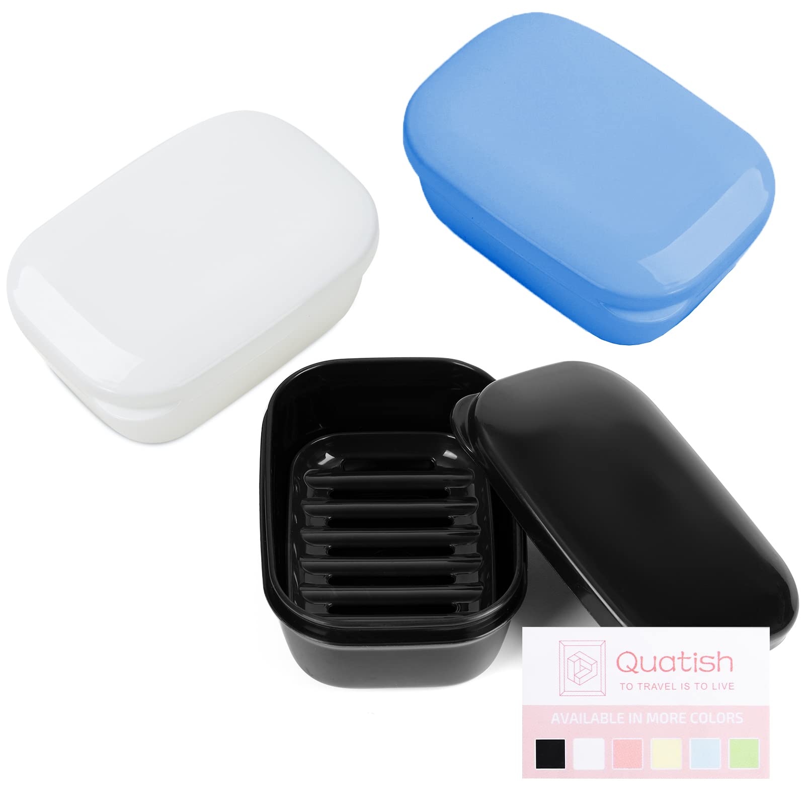 Quatish Soap Holder, Travel Soap Container With Lid, Portable Bar Soap Case, Leakproof Soap Box With Perforations, Soap Dishes F