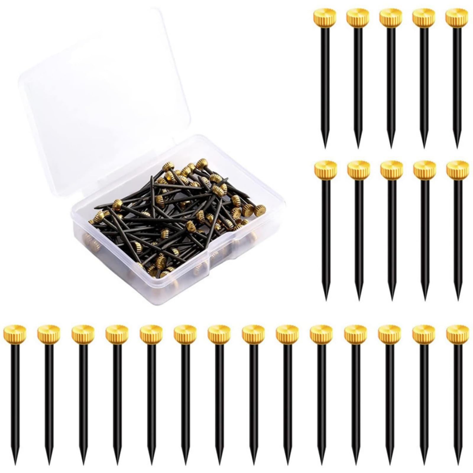 50 Pieces Nails For Wall, Wall Hanging Hooks For Picture Frames And Art Displays, Brass Head Design With Minimal Wall Damage, Co