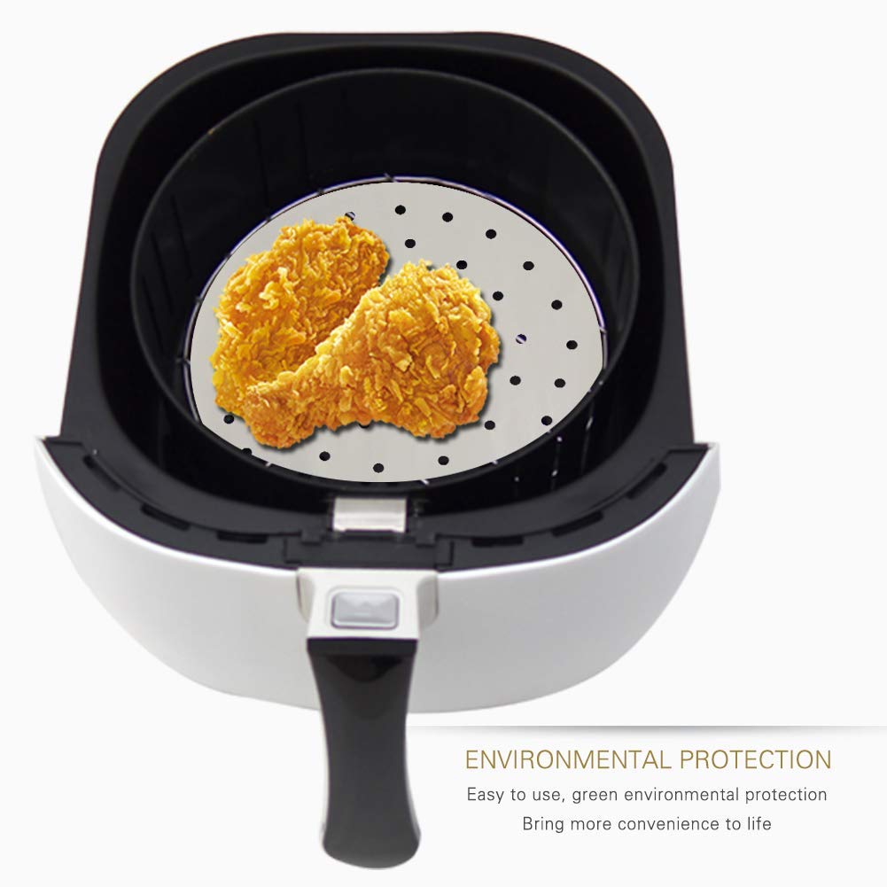 Air Fryer Accessories -9''10'' 200Pcs Parchment Paper Bamboo Steamer Liners Perforated Anti-Stick Waterproof 100% Pure Raw Wood