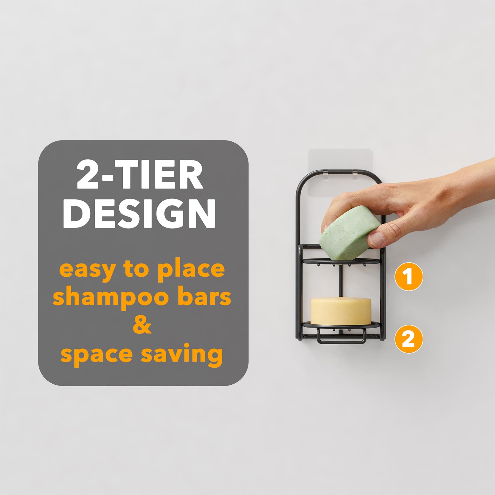 Spaceaid 2 Tier Shampoo Bar Holder For Shower, Self Draining Soap Bar Holders Caddy For Bathroom Wall And Kitchen Sink, Shampoo