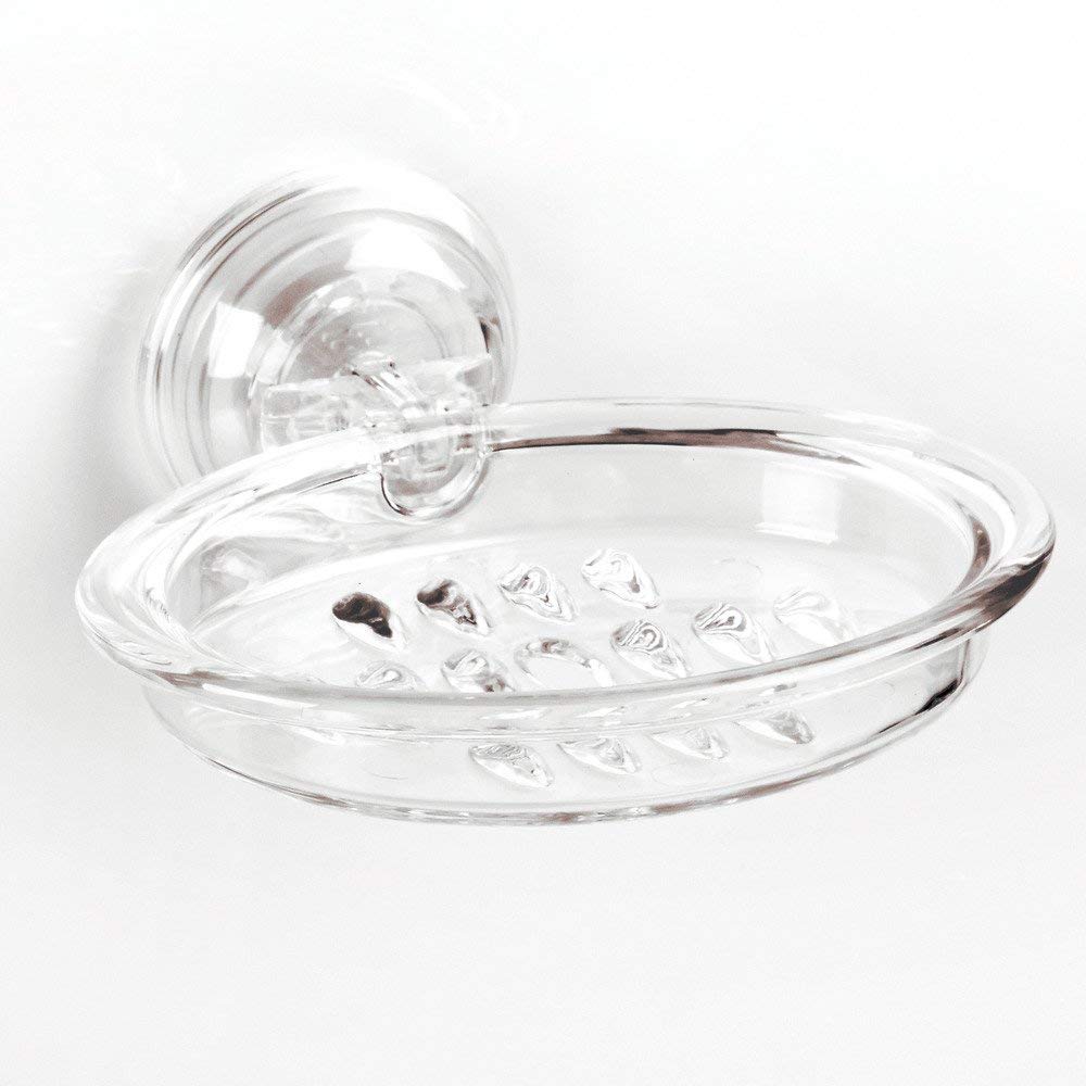 Interdesign Power Lock Soap Dish 2.5 In. H X 5 In. W X 5.5 In. L Clear Plastic