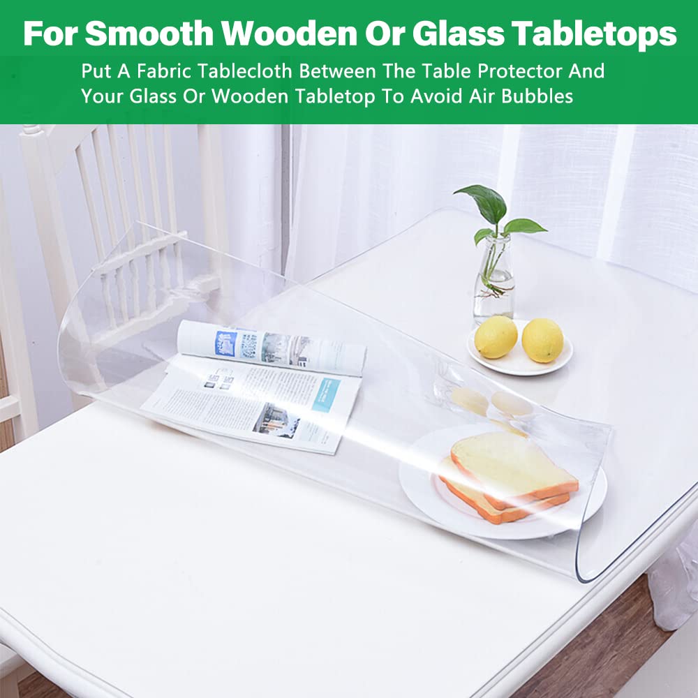 LinkGro 42X96 Inch 1.5mm Thick Clear PVC Table Cover Protector Vinyl Glass Table Protector for Dining Room Vinyl Rectangle Wood Furniture Wipeable Tablecloth Protector Countertop Protective Cover