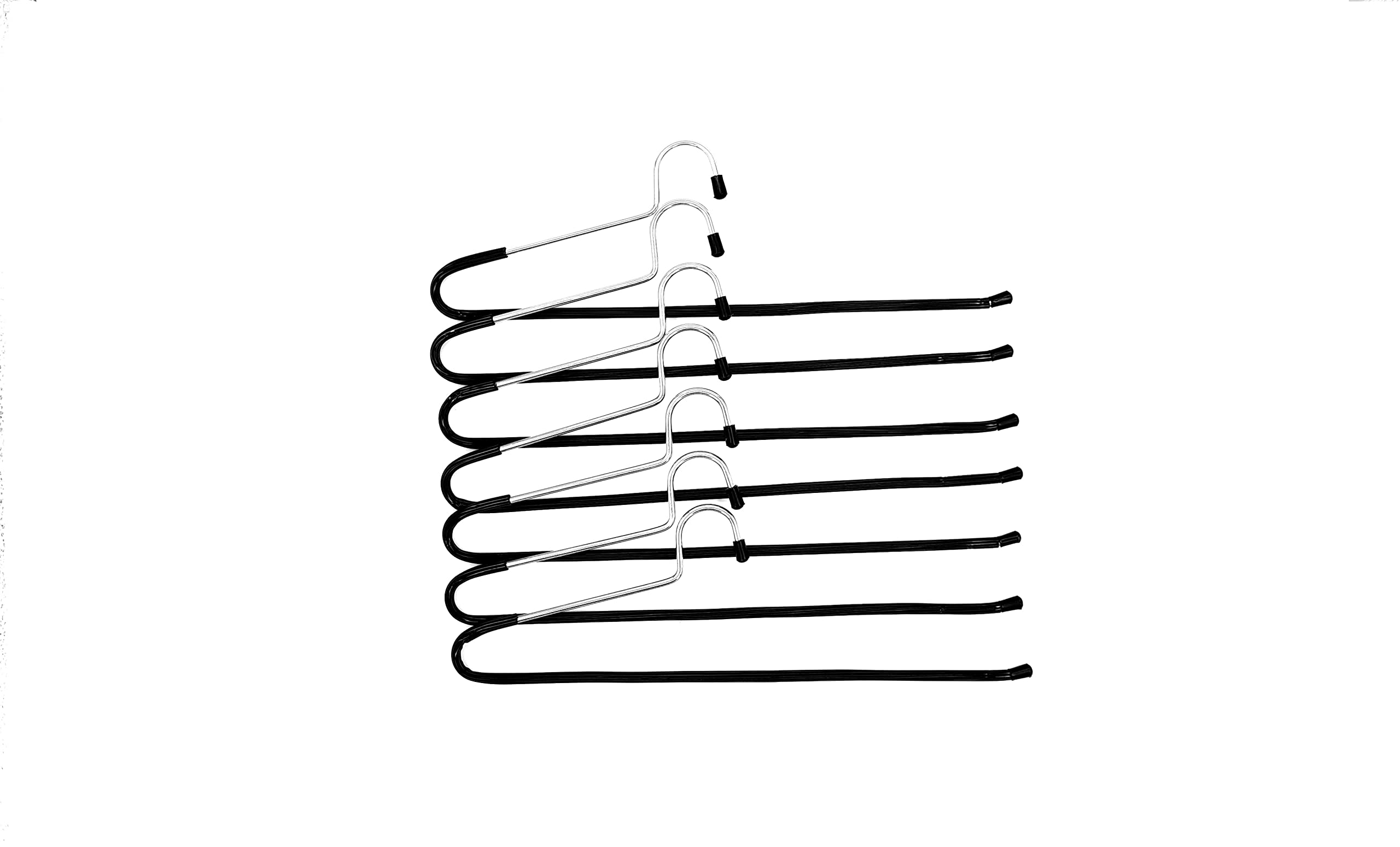 Amenshree 12 Steel Saree Hangers For Wardrobe - Black Anti-Slip Pvc Pants And Sarees Pack - Iron