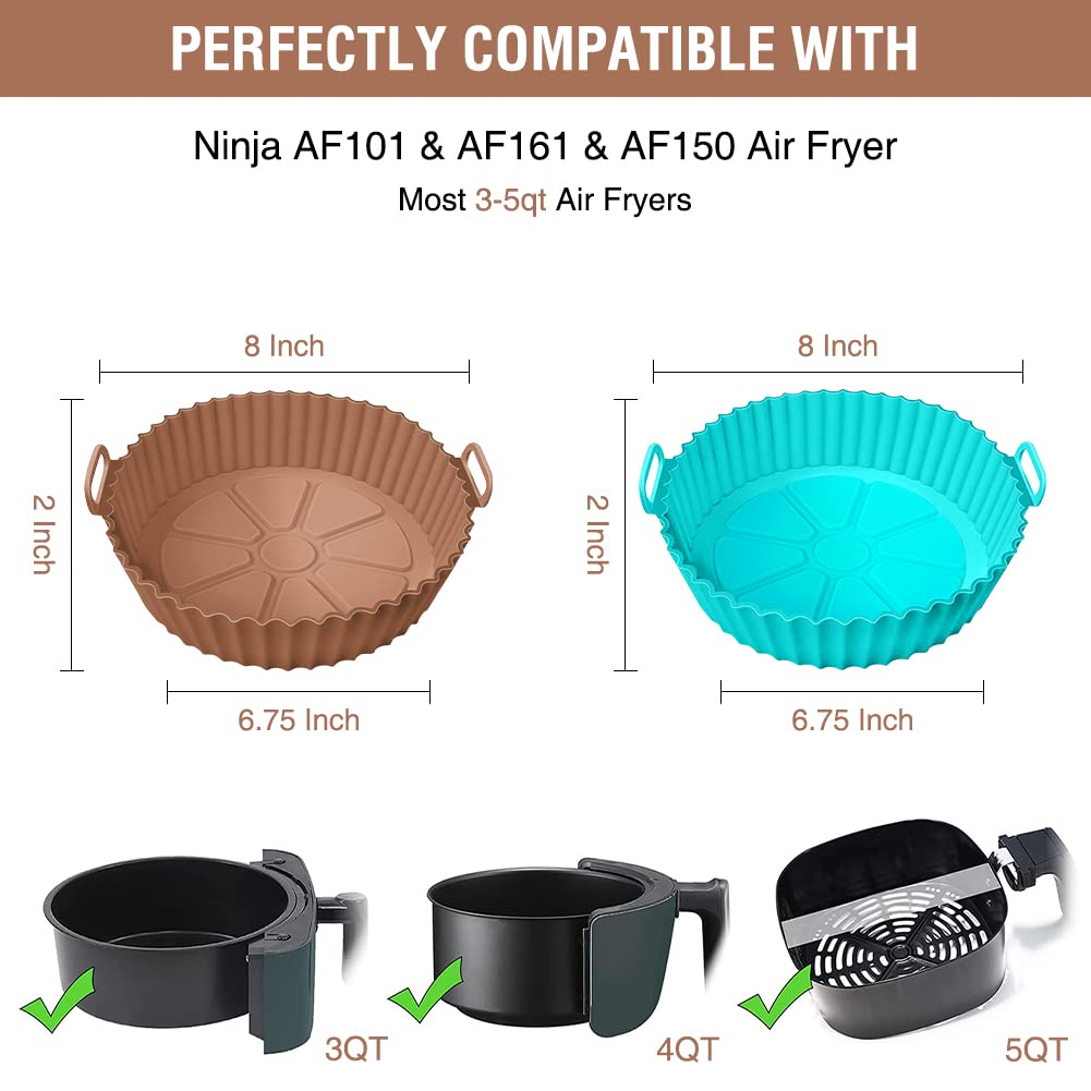 Air Fryer Silicone Liners For Ninja Air Fryer Af101 4Qt Af161/Af150 5.5Qt, For Cosori/Gourmia/Powerxl/Instantpot/Fabuletta/Phili
