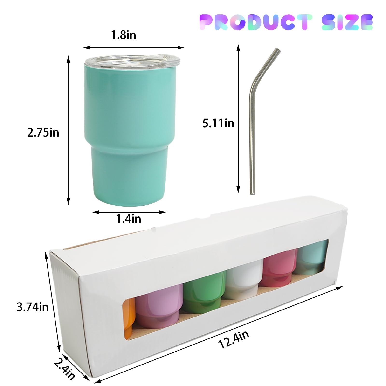 S-Snail-Oo Mini Tumbler Shot Glass With Straw, Sublimation Double Layer Metal Cute Shot Glasses Set 3Oz With Lids For Drinks, Co