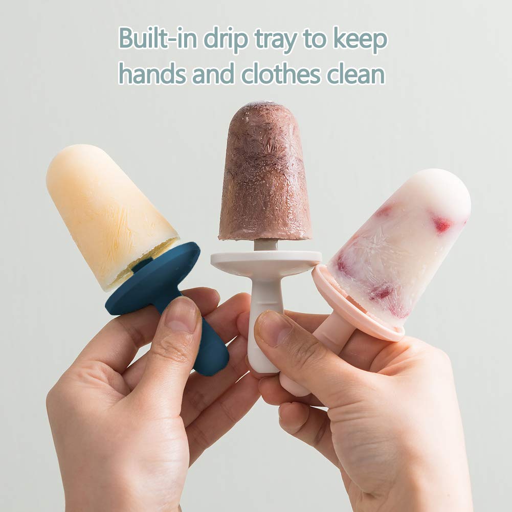 Popsicle Mold Set 4 Pieces Homemade Silicone Popsicle Maker Kid Easy Release Ice Cream Molds Reusable Diy Pop Molds (Blue)