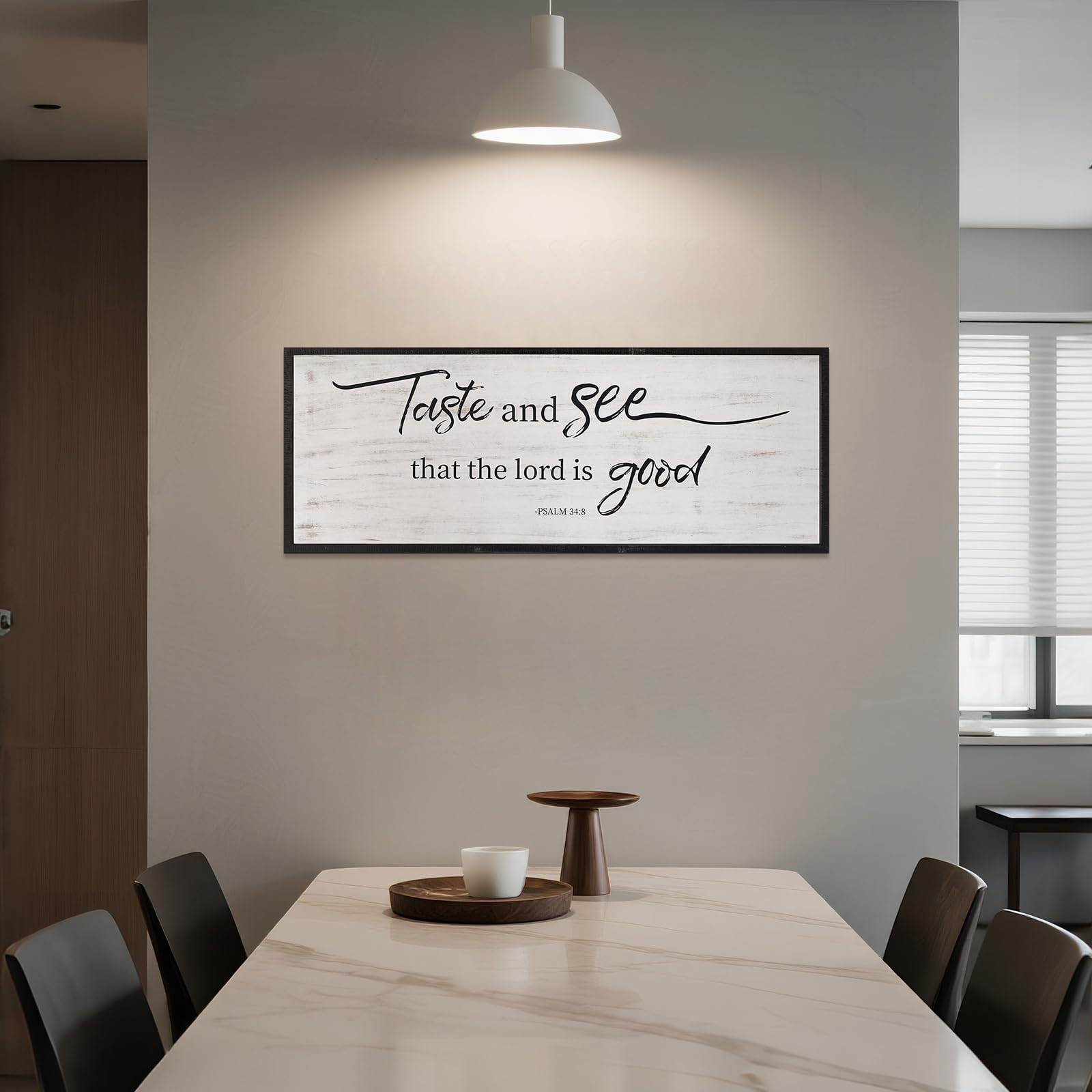 Taste And See That The Lord Is Good Bible Verses Framed Wall Sign For Family Living Room Kitchen Farmhouse Dining Room Vintage B