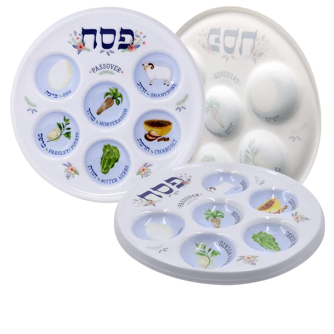 The Dreidel Company Passover Seder Plate Deluxe Quality Plastic 10'' Disposable Plates (Pack Of 2)