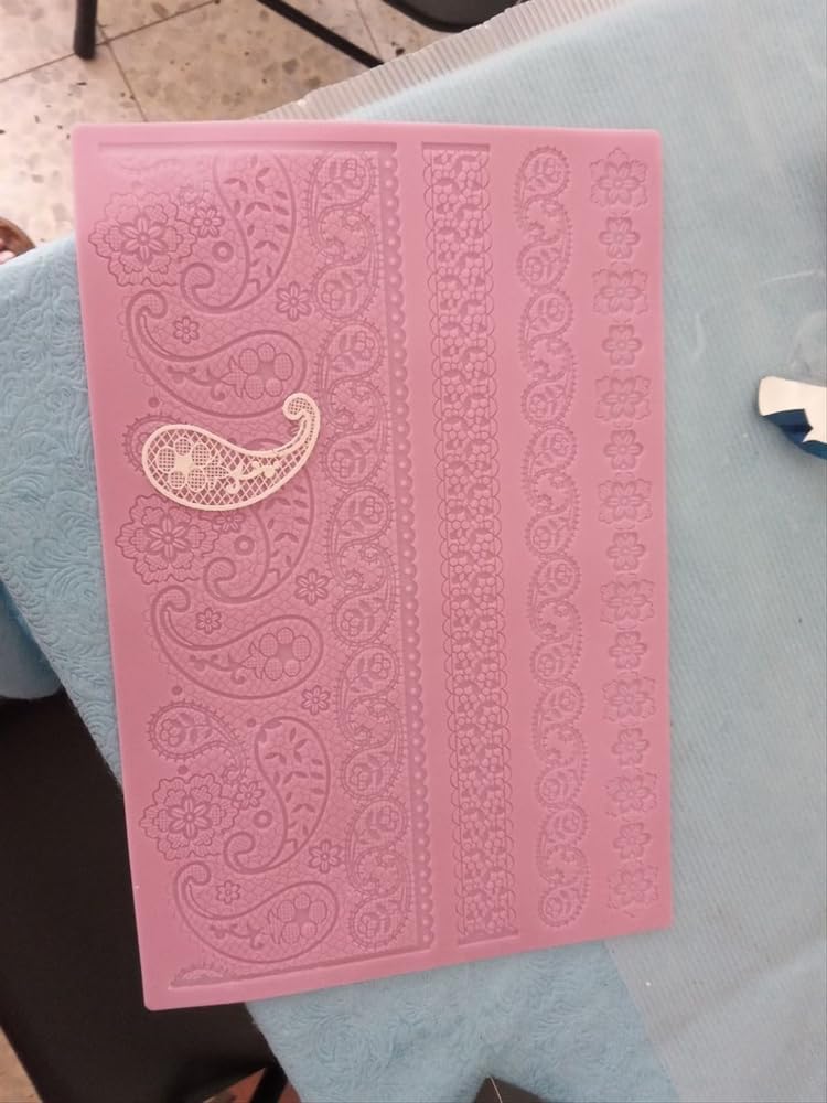Anyana Paisley Lace Silicone Impression Mat Fondant Imprint Lace Mat Cake Candy Decorating Supplies Pastry Gumpaste Sugar Paste