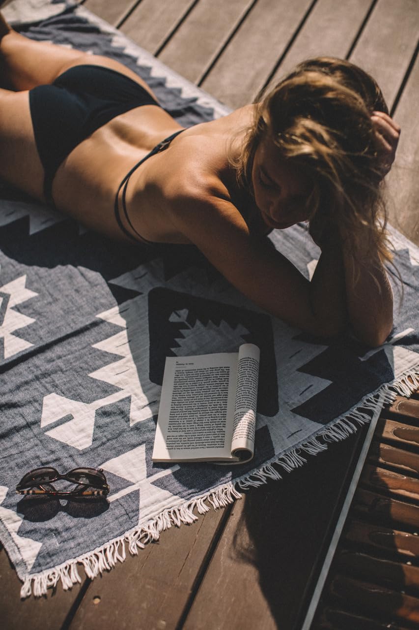 Bersuse 100% Cotton Palenque Turkish Towel Beach Towel Bath Towel Dual Layer Peshtemal Beach Blanket Beach Essentials - 37X70 In