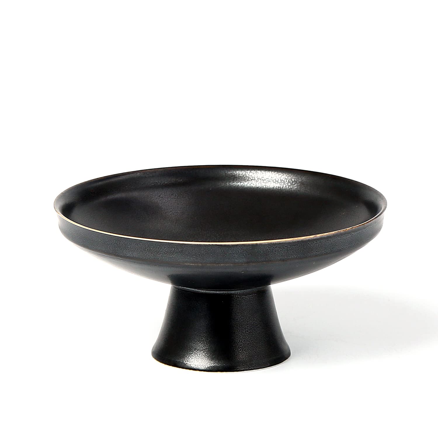 Porcelain Footed Bowl,Small Cute Snack Bowl For Ice Cream Dessert, Miso Soup, Side Dishes, Condiment (Black-Big)